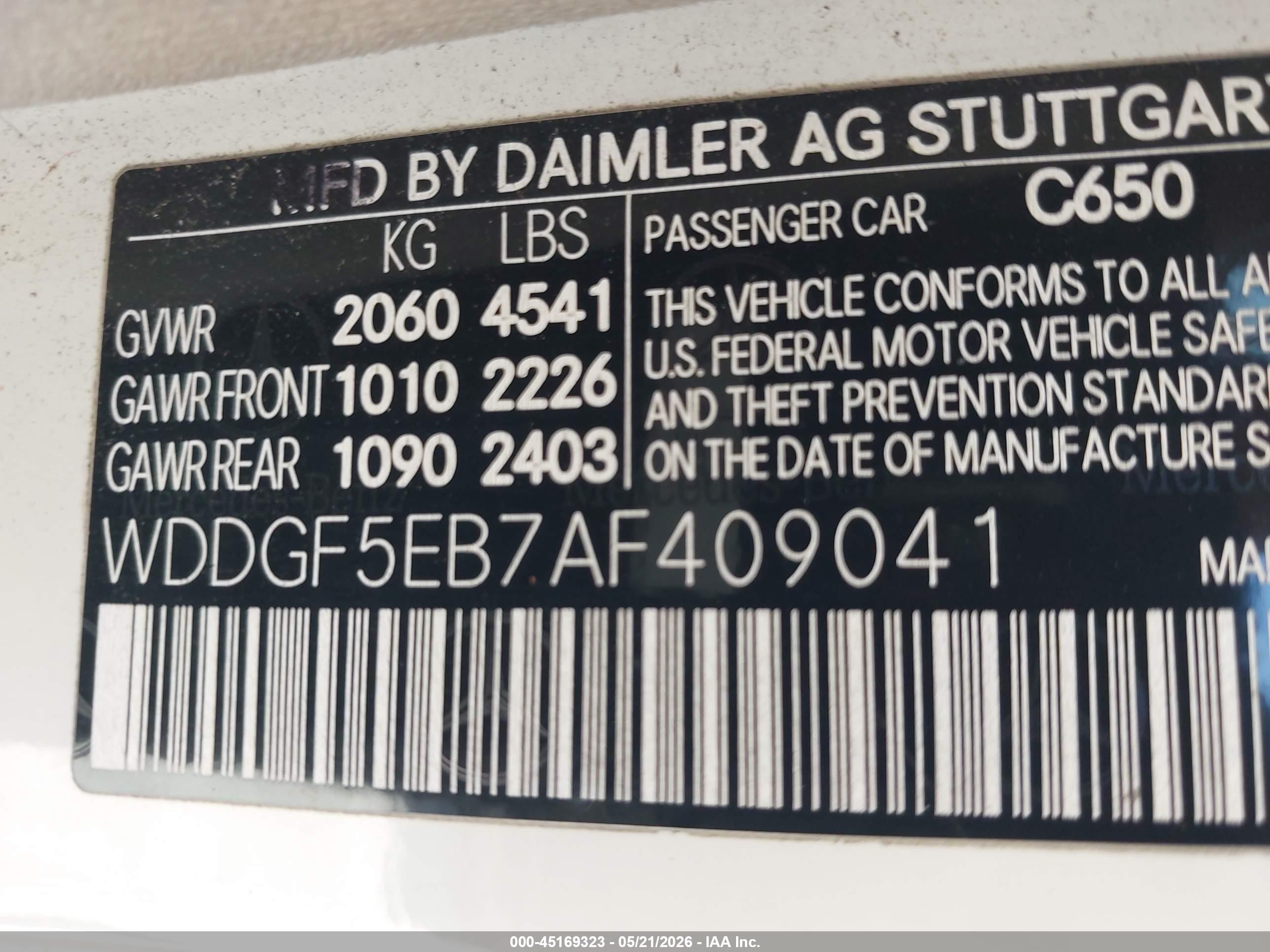 2010 Mercedes-benz C 300 Sport White vin: WDDGF5EB7AF409041