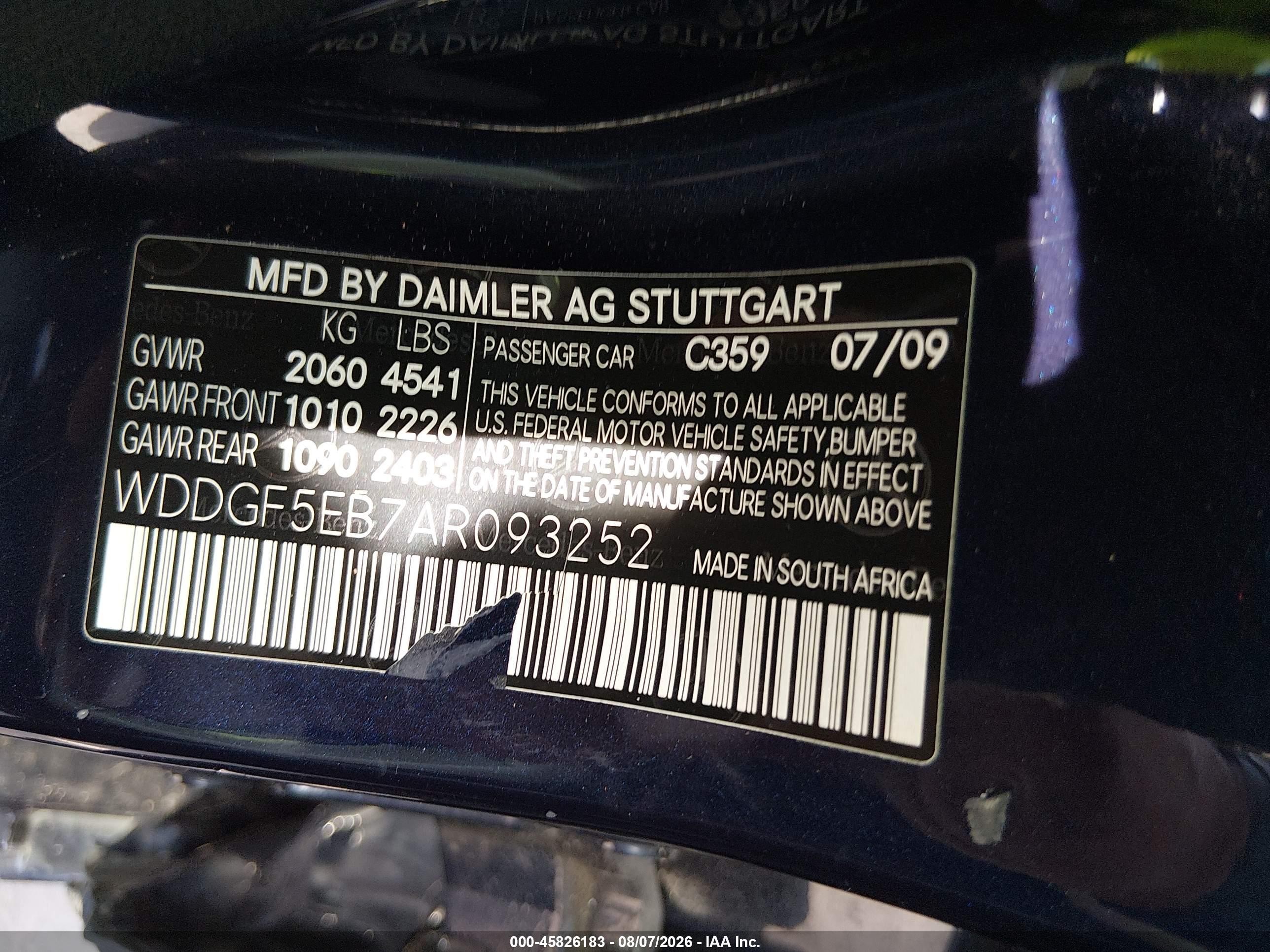 2010 Mercedes-benz C 300 Luxury/sport Blue vin: WDDGF5EB7AR093252