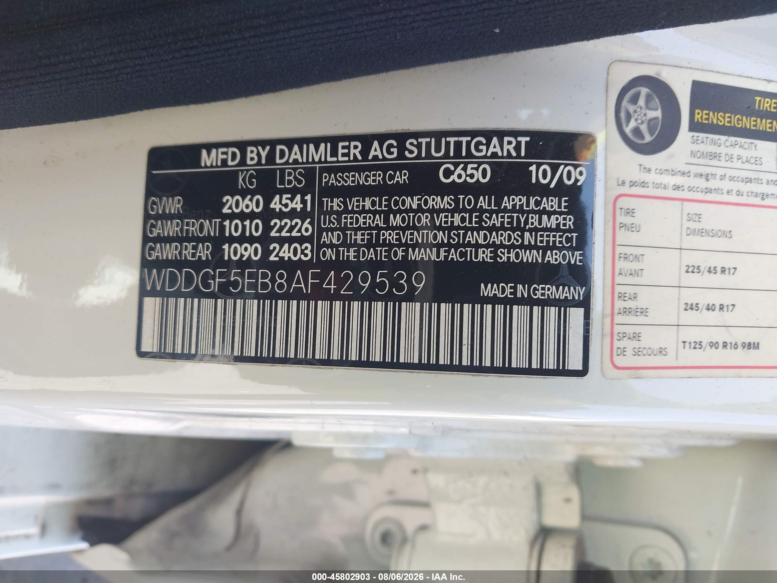 2010 Mercedes-benz C 300 Sport White vin: WDDGF5EB8AF429539