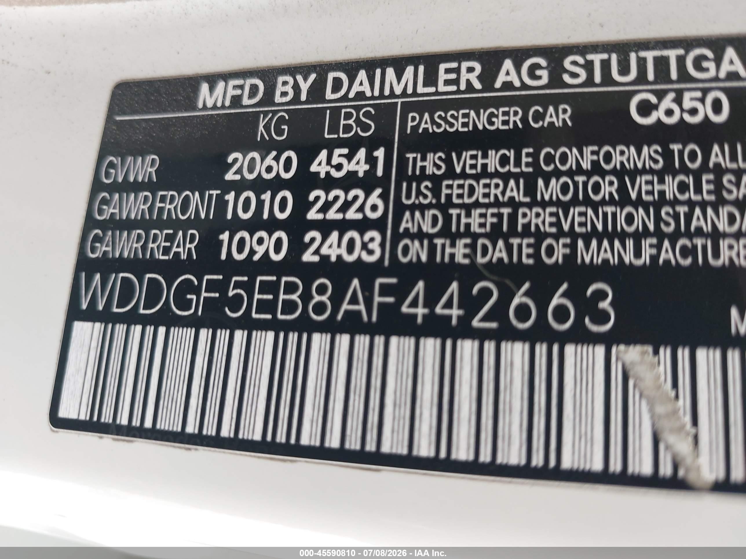 2010 Mercedes-benz C 300 Luxury/sport White vin: WDDGF5EB8AF442663
