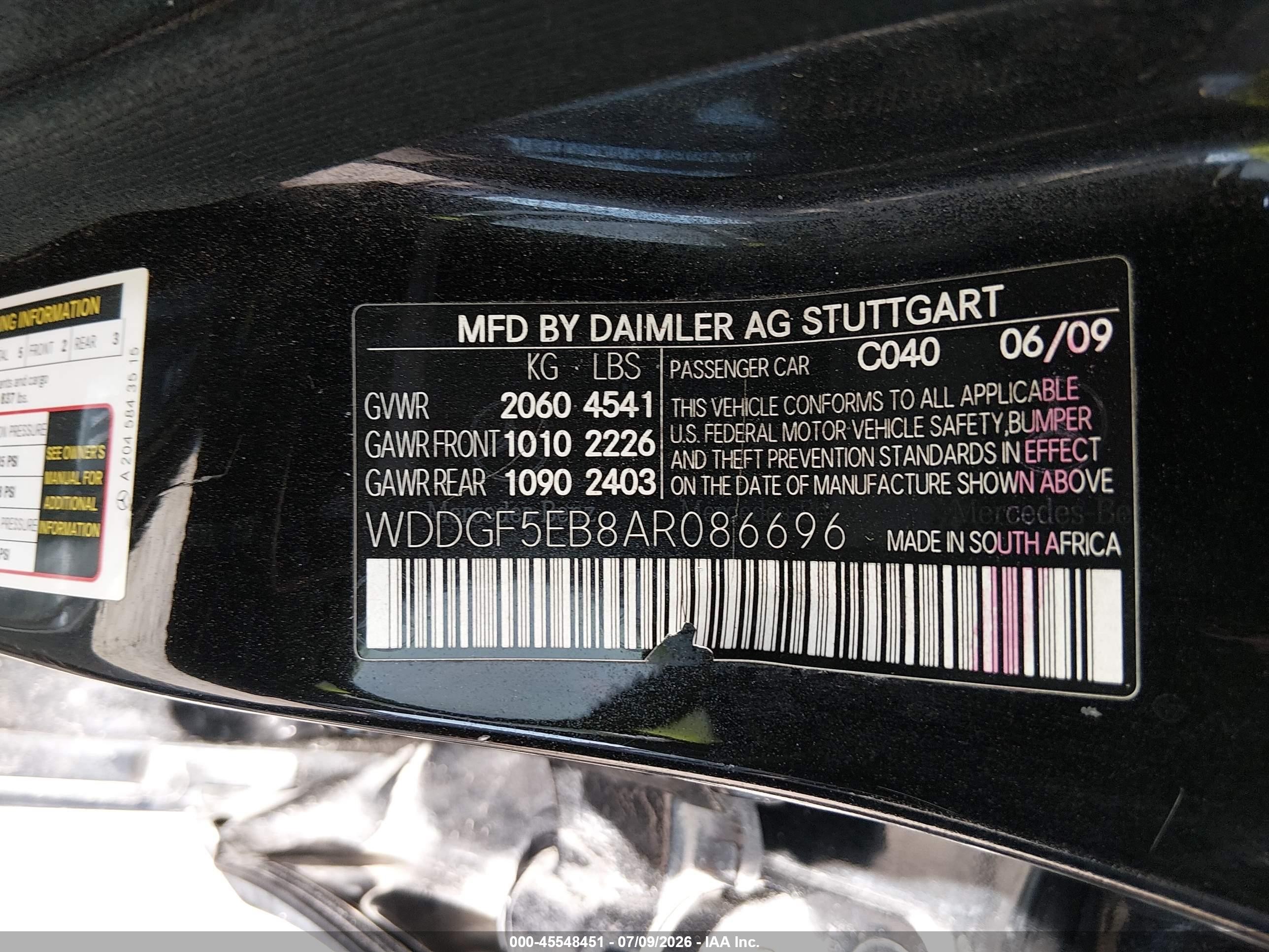 2010 Mercedes-benz C 300 Luxury/sport Black vin: WDDGF5EB8AR086696