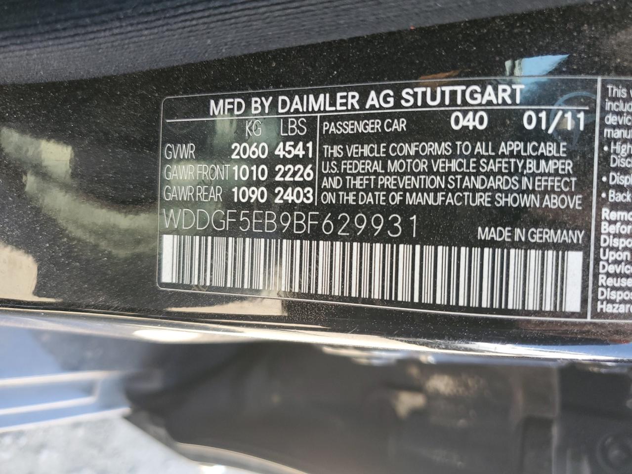 2011 Mercedes-benz C 300 Black vin: WDDGF5EB9BF629931