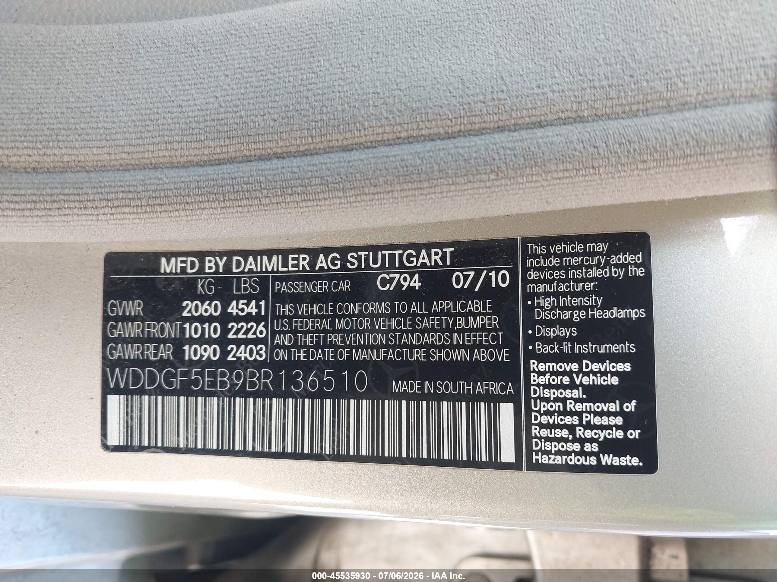 2011 Mercedes-benz C 300 Sport Tan vin: WDDGF5EB9BR136510
