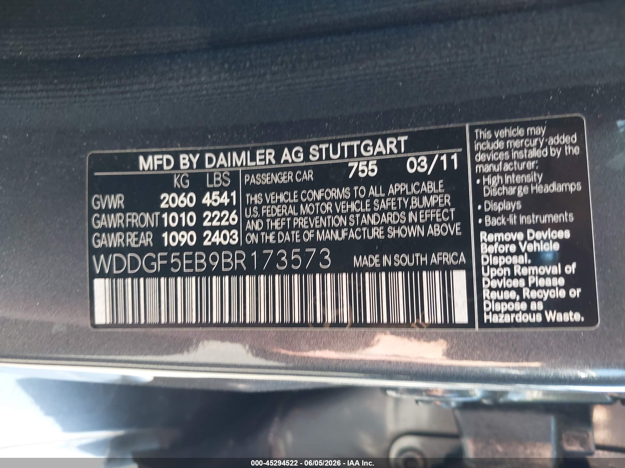2011 Mercedes-benz C 300 Luxury/sport Gray vin: WDDGF5EB9BR173573