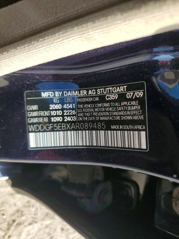 2010 Mercedes-benz C 300 Blue vin: WDDGF5EBXAR089485