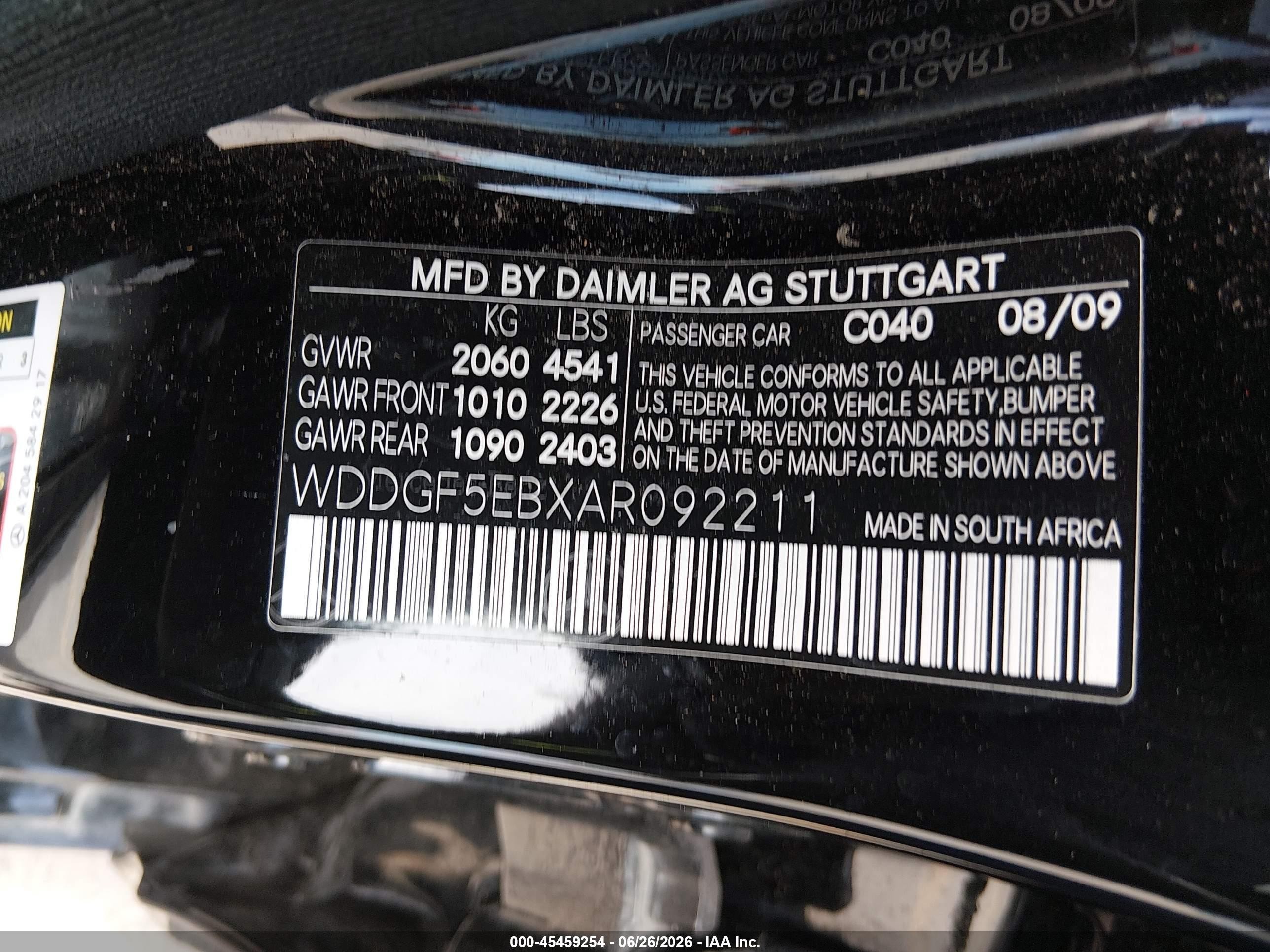 2010 Mercedes-benz C 300 Luxury/sport Black vin: WDDGF5EBXAR092211