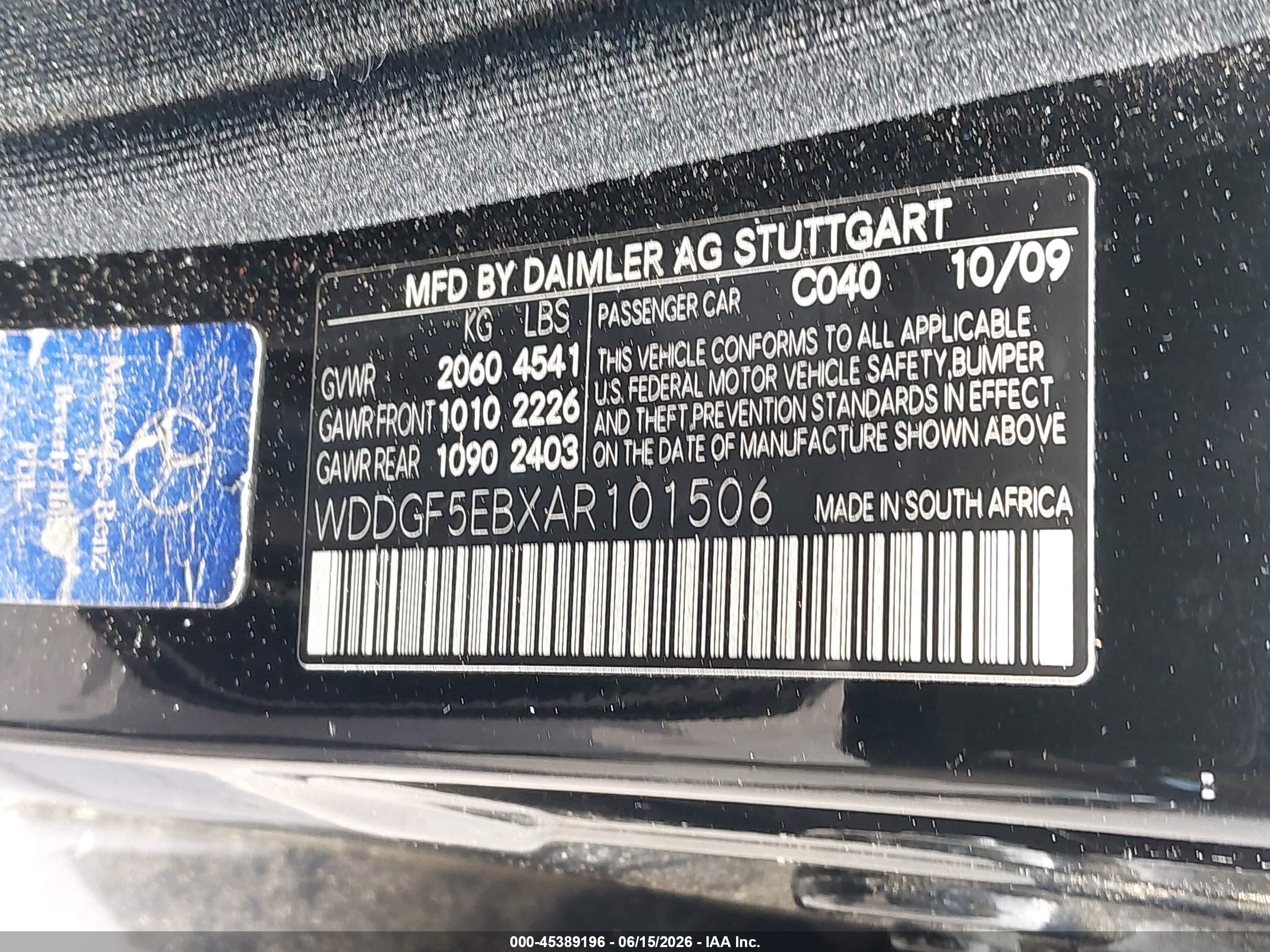 2010 Mercedes-benz C 300 Luxury/sport Black vin: WDDGF5EBXAR101506