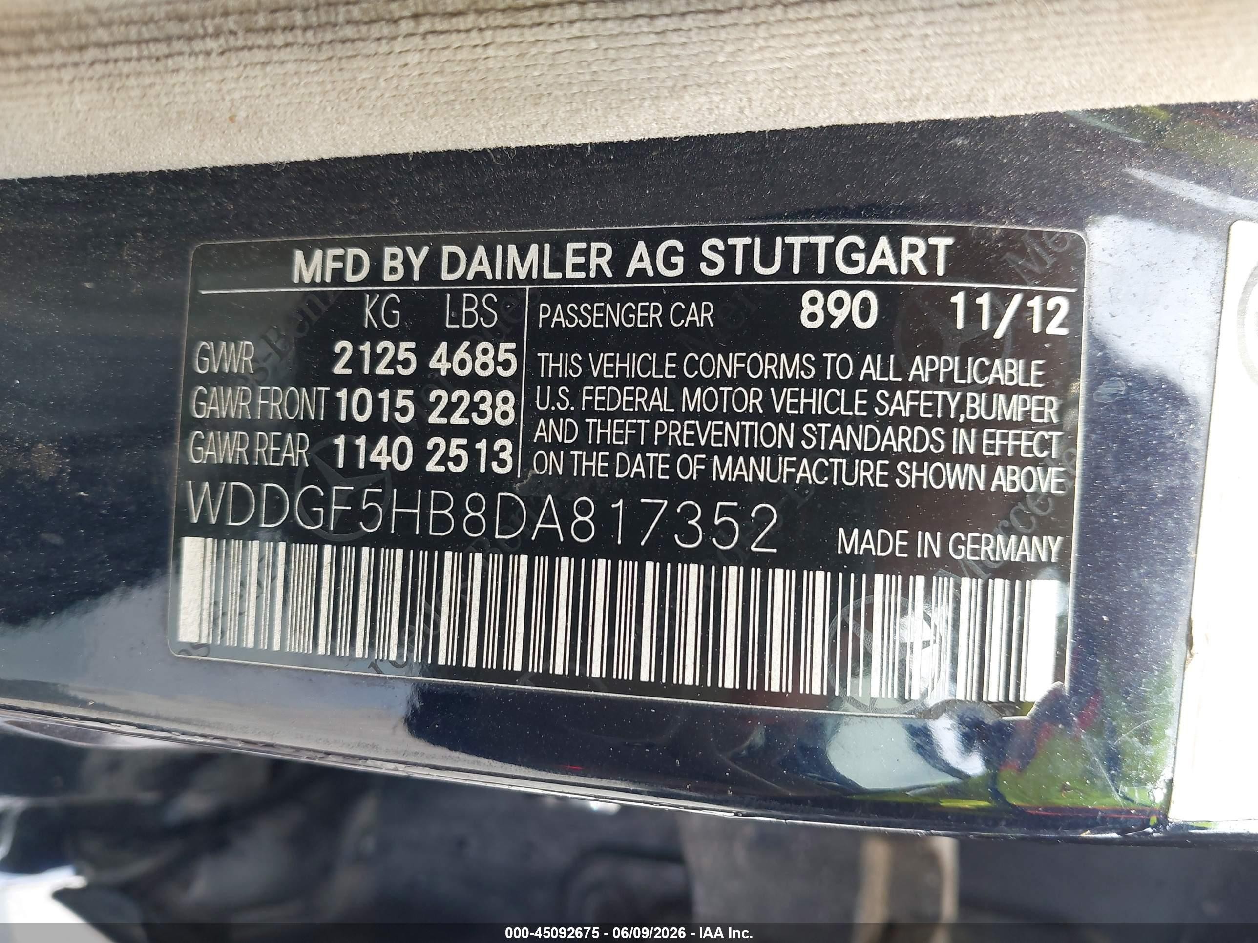 2013 Mercedes-benz C 350 Sport Синий vin: WDDGF5HB8DA817352