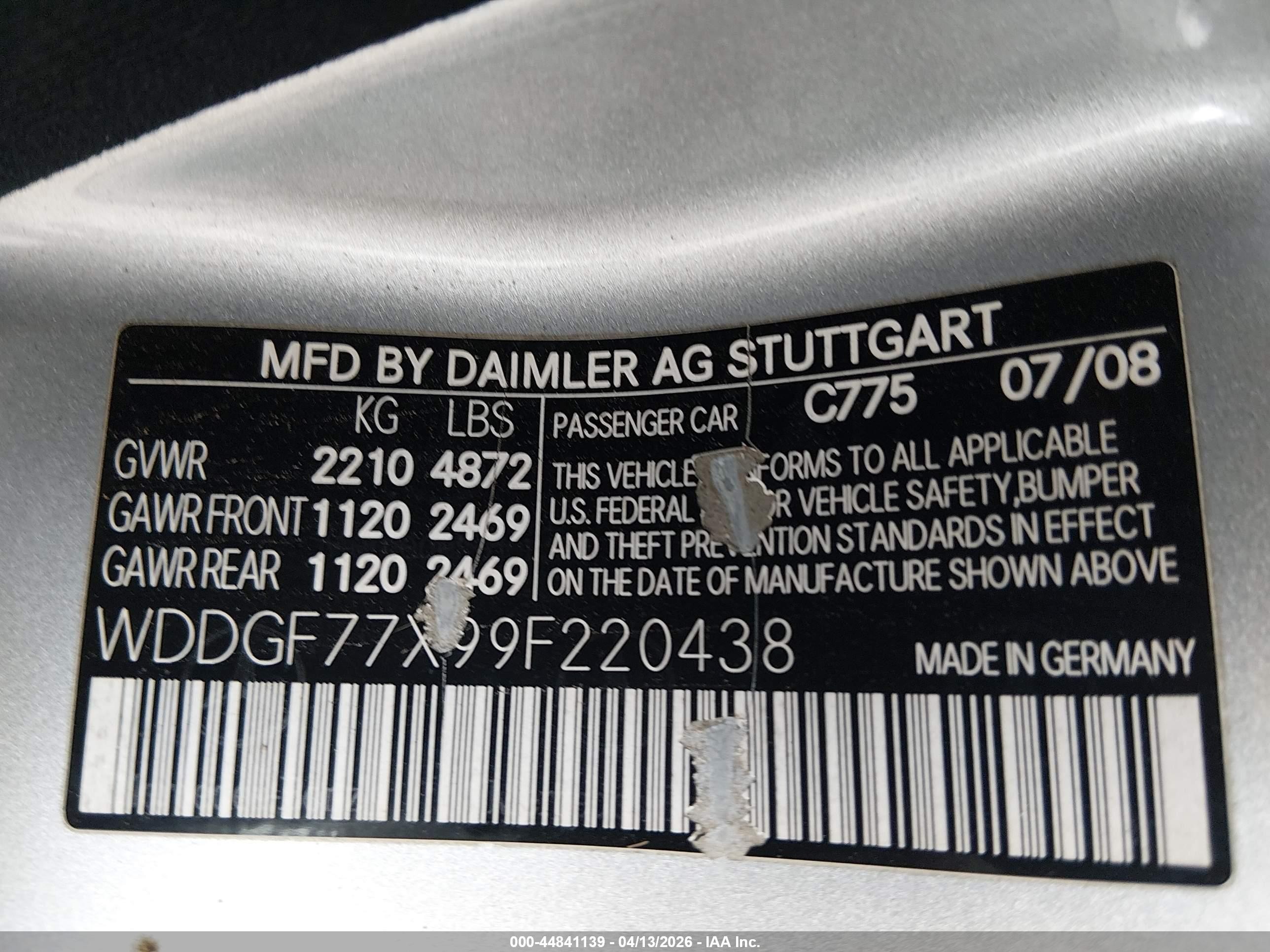 2009 Mercedes-benz C 63 Amg   Silver vin: WDDGF77X99F220438