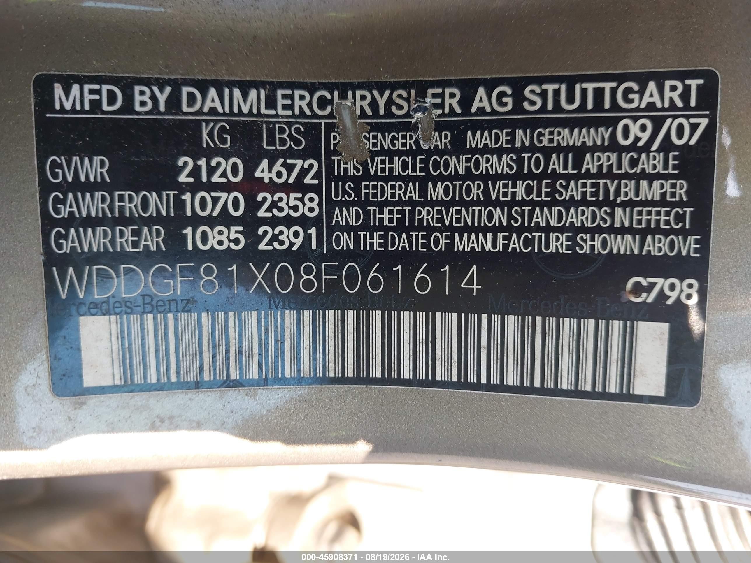 2008 Mercedes-benz C 300 Luxury 4matic Champagne vin: WDDGF81X08F061614