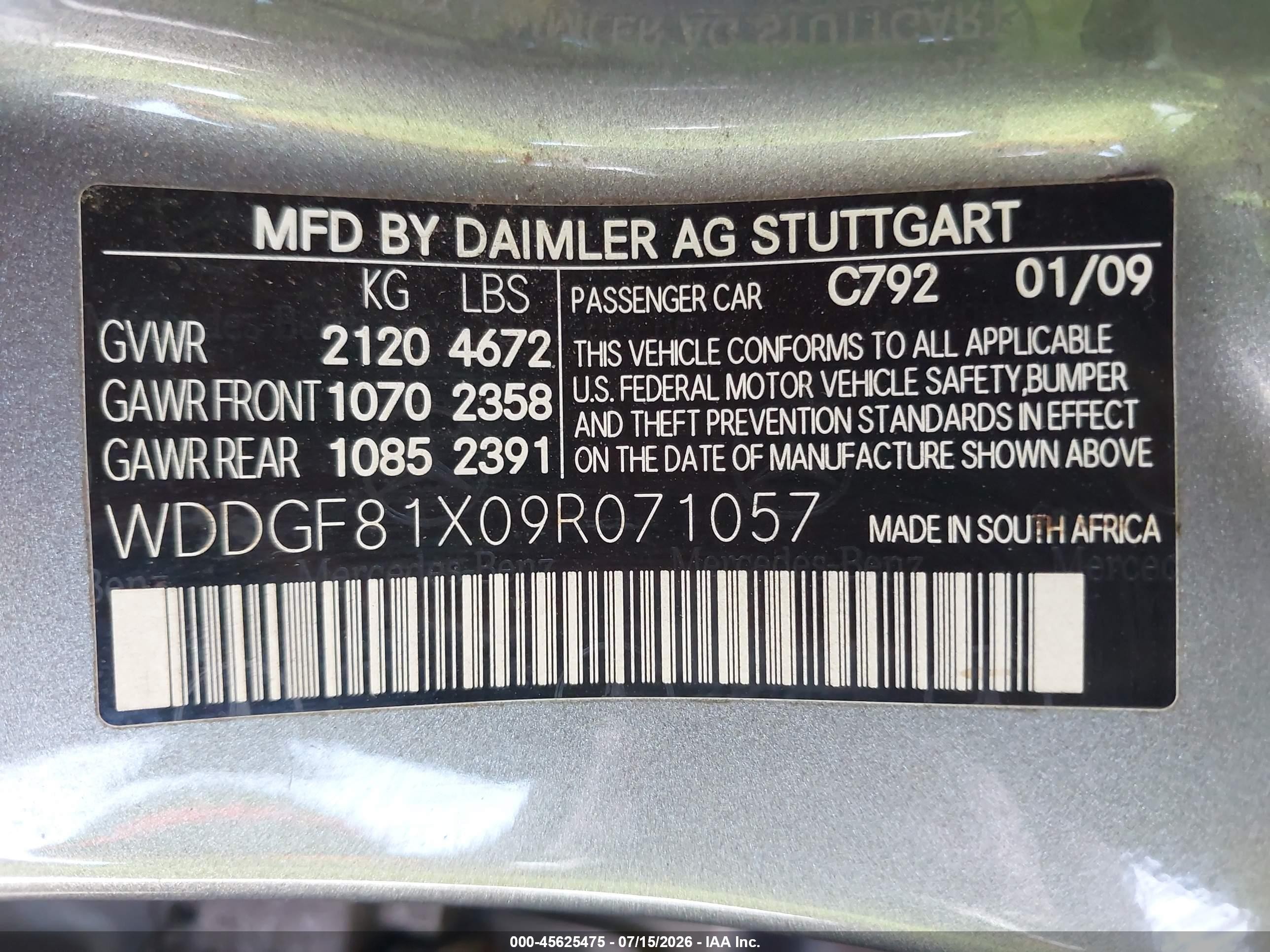 2009 Mercedes-benz C 300 Luxury 4matic/sport 4matic Gray vin: WDDGF81X09R071057