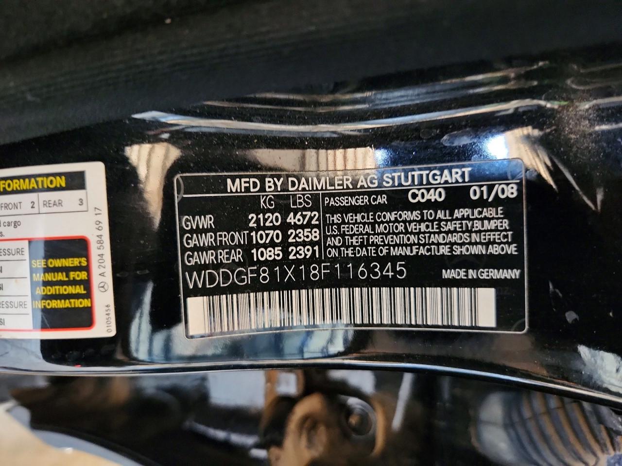 2008 Mercedes-benz C 300 4matic Black vin: WDDGF81X18F116345