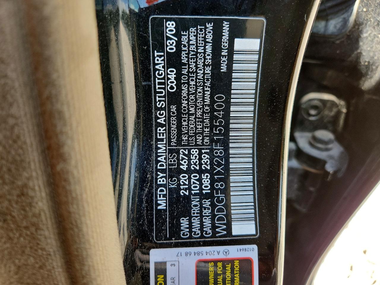 2008 Mercedes-benz C 300 4matic Black vin: WDDGF81X28F155400