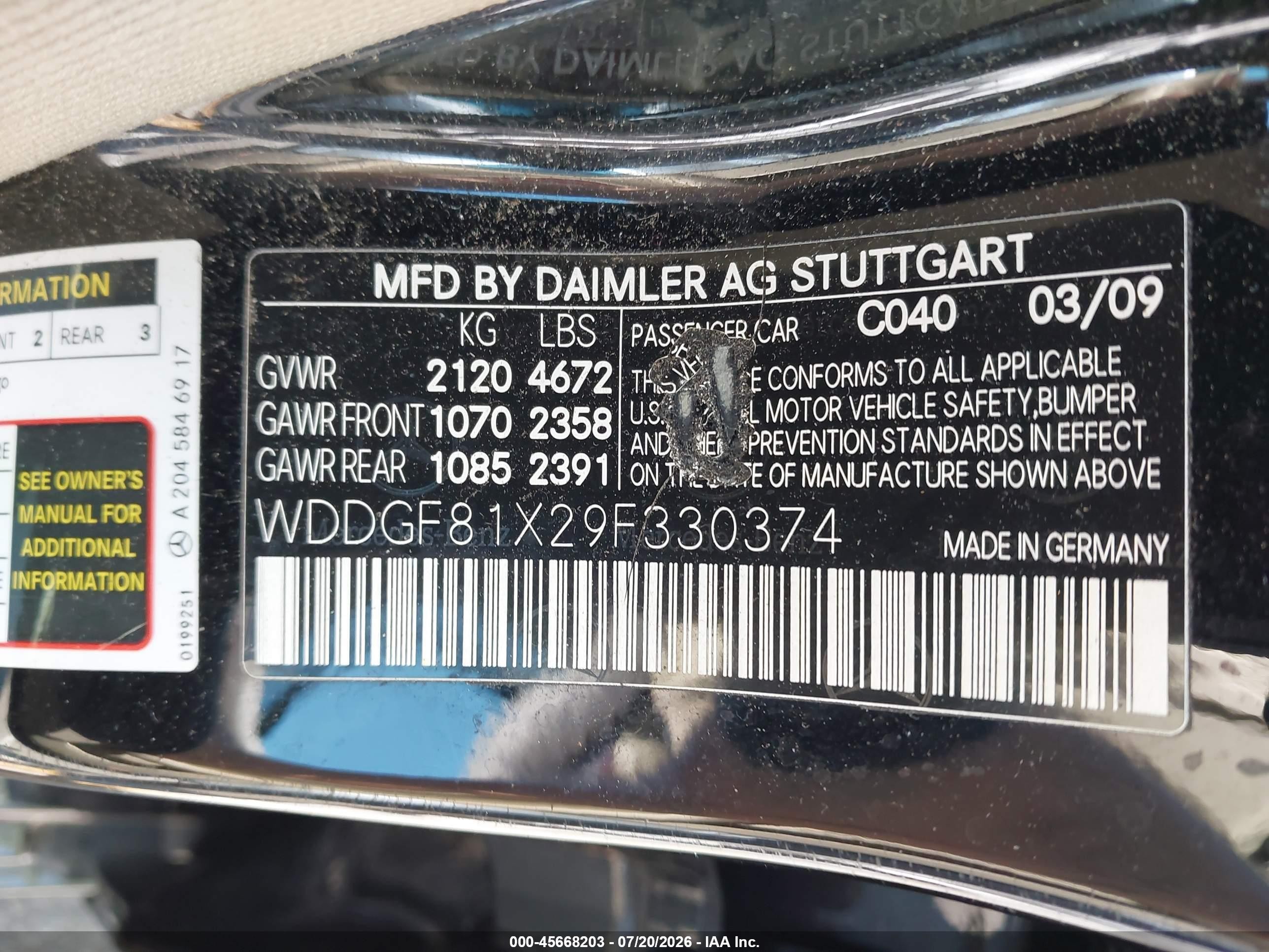 2009 Mercedes-benz C 300 Luxury 4matic/sport 4matic Black vin: WDDGF81X29F330374