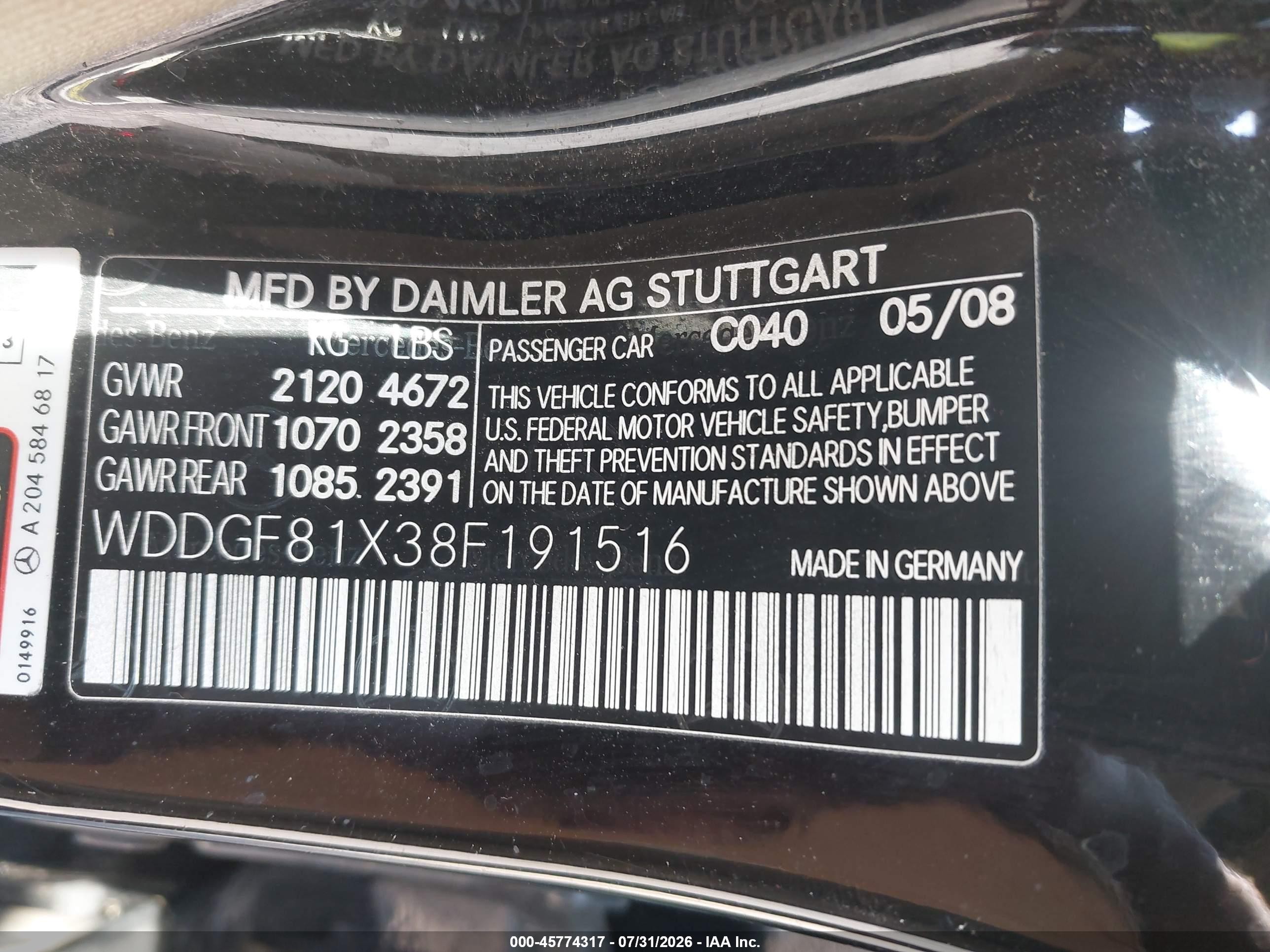 2008 Mercedes-benz C 300   Черный vin: WDDGF81X38F191516