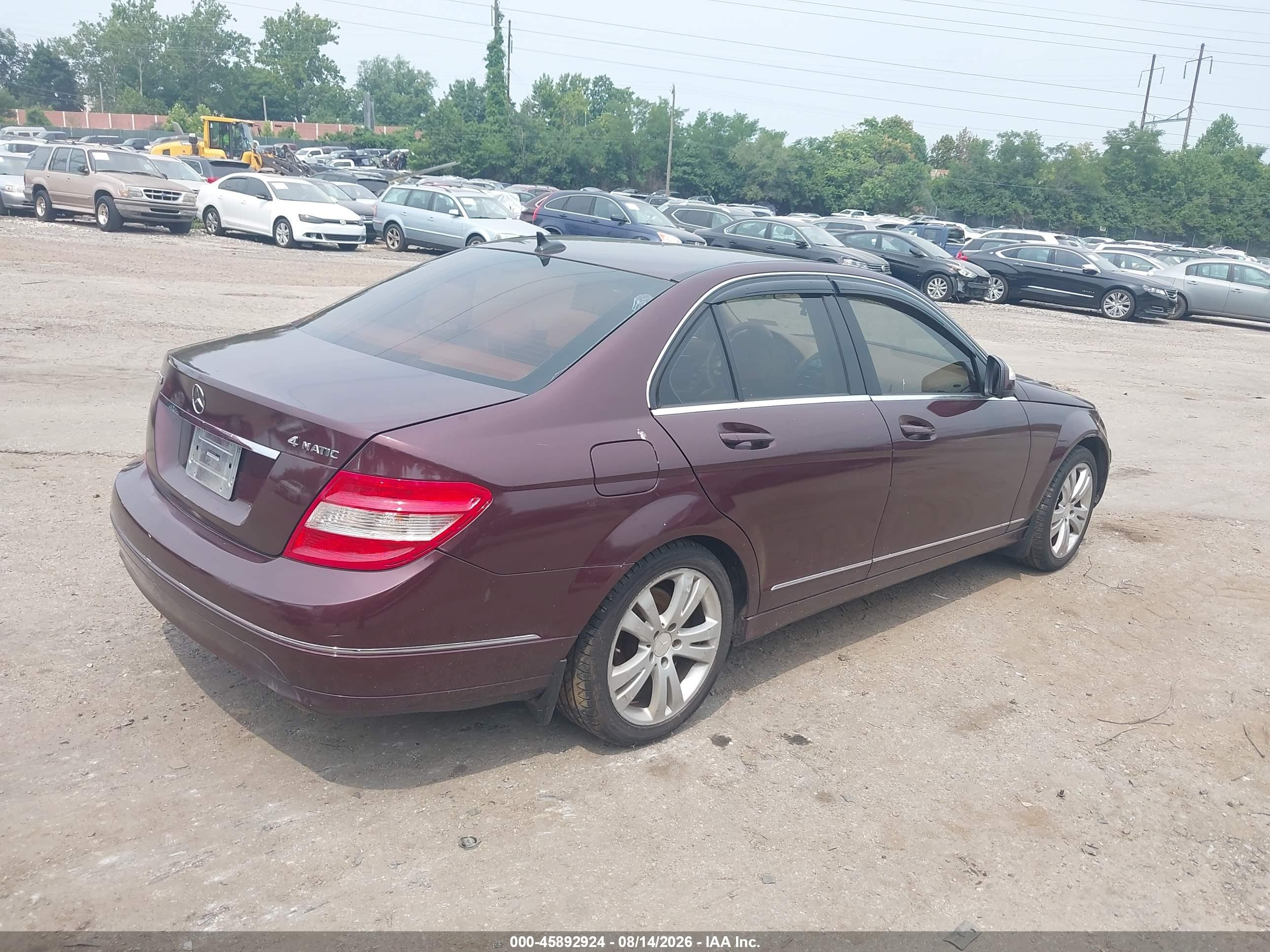 2008 Mercedes-benz C 300 Luxury 4matic Burgundy vin: WDDGF81X48F063396