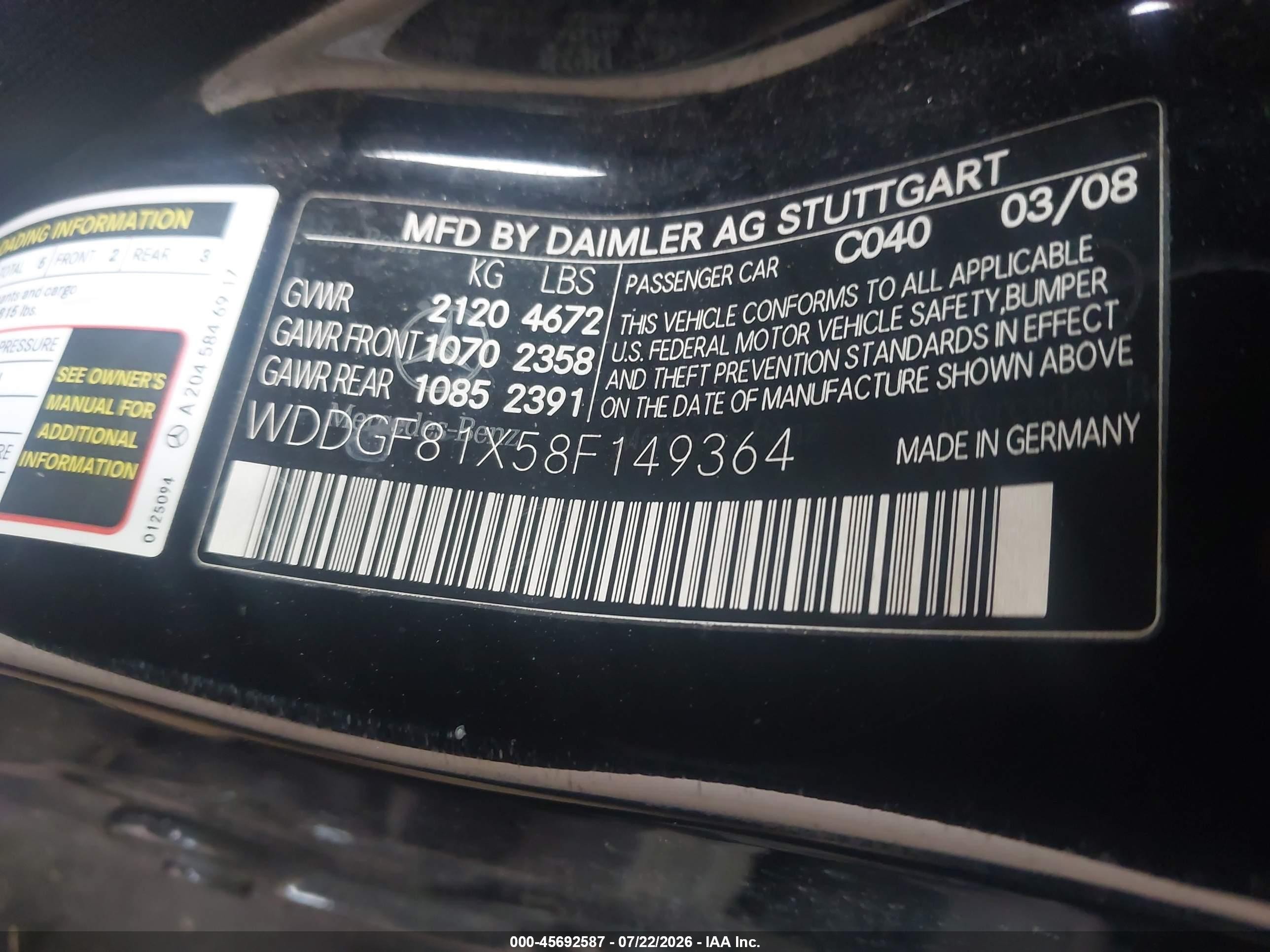 2008 Mercedes-benz C 300 Luxury 4matic/sport 4matic Black vin: WDDGF81X58F149364