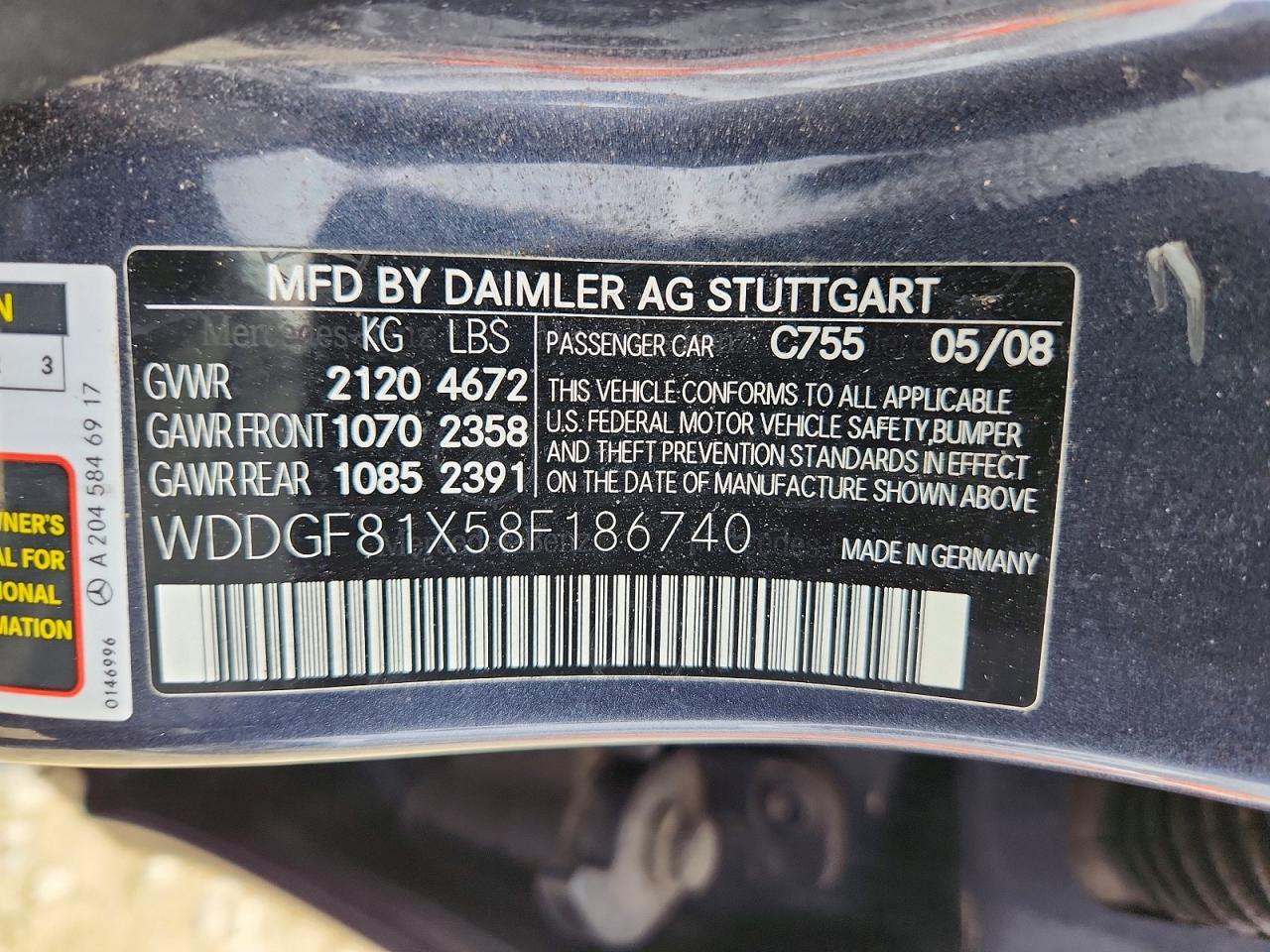 2008 Mercedes-benz C 300 4matic Серый vin: WDDGF81X58F186740