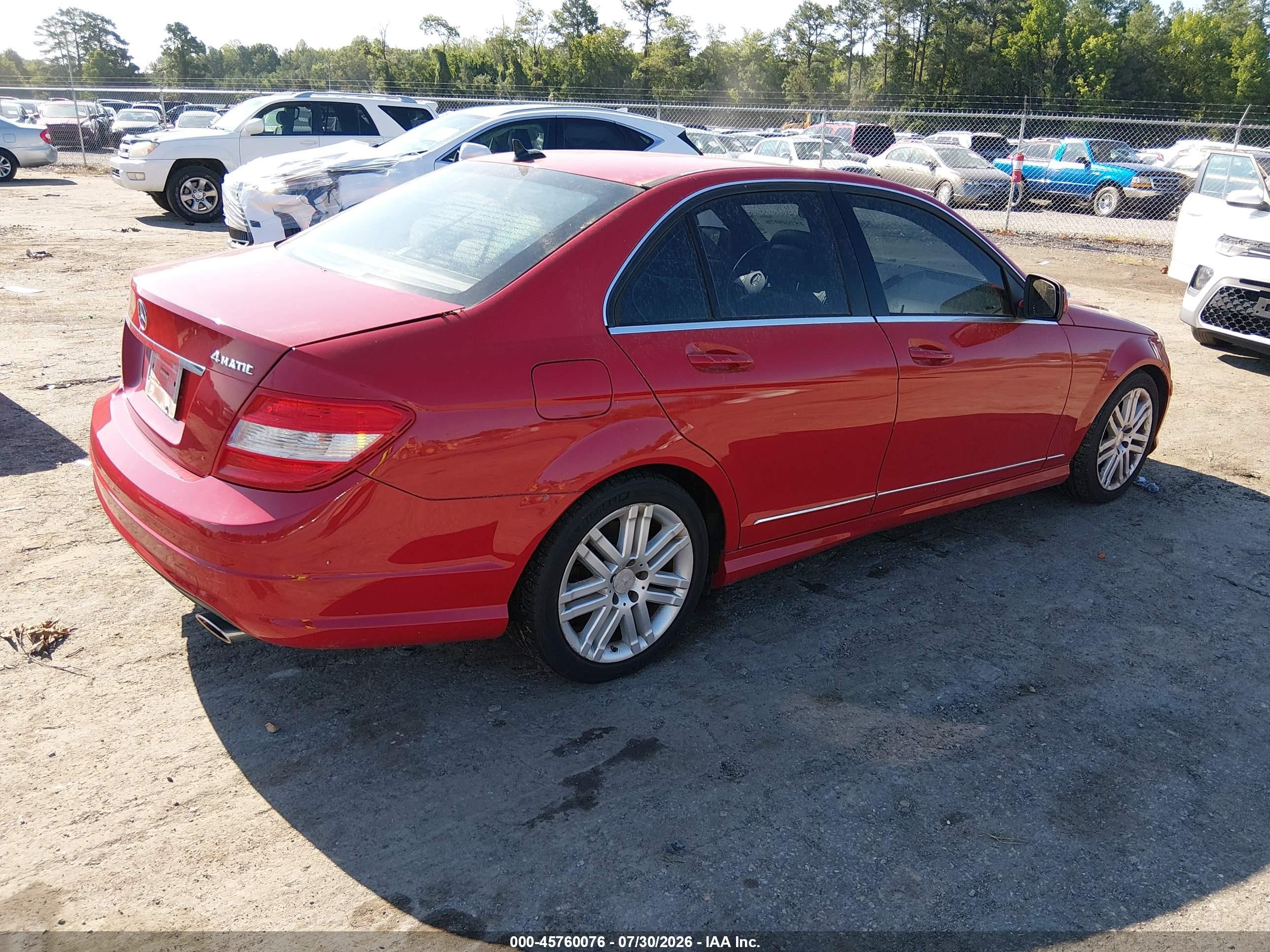 2008 Mercedes-benz C 300 Sport 4matic Red vin: WDDGF81X68F139541
