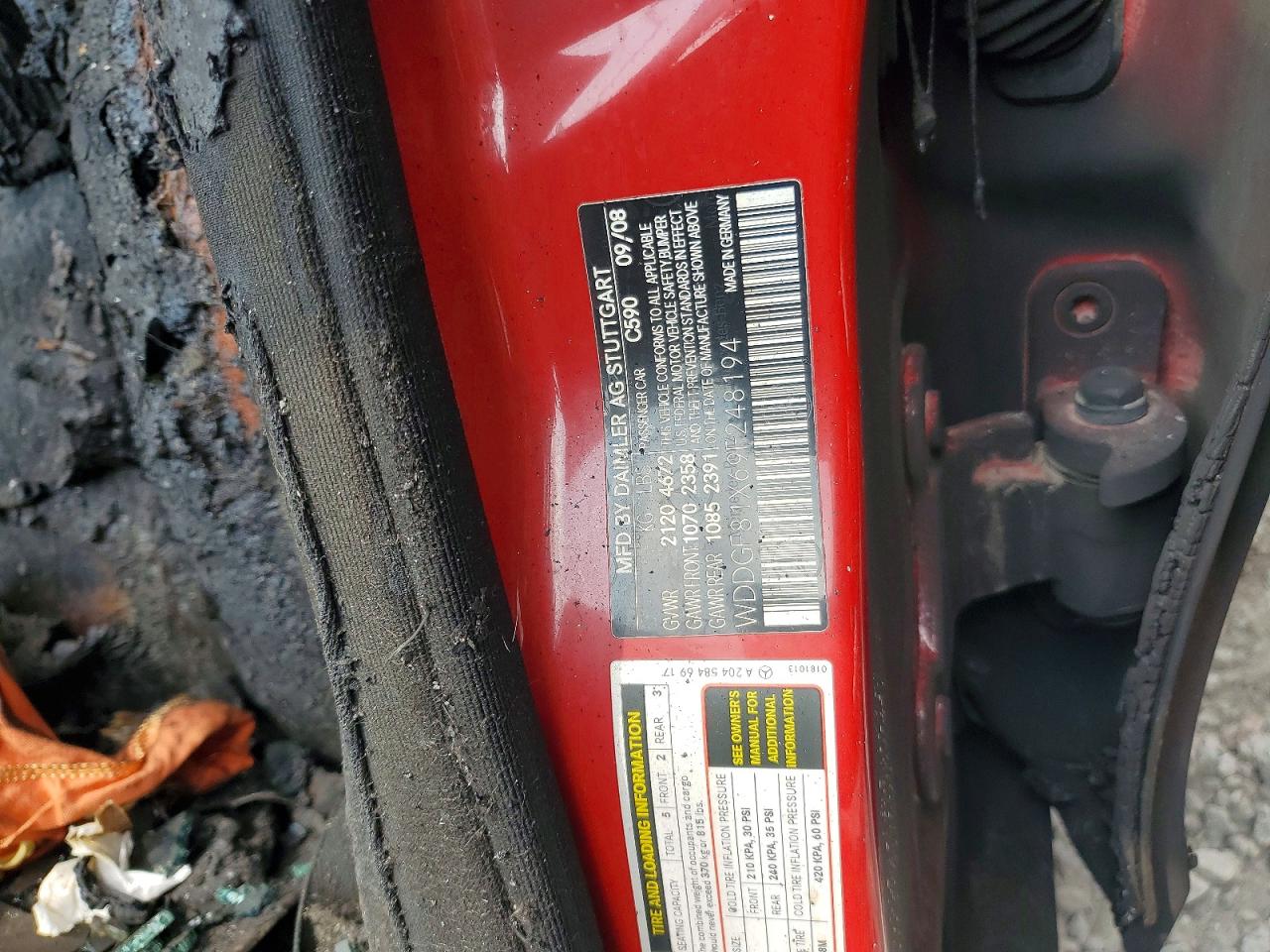 2009 Mercedes-benz C 300 4matic Red vin: WDDGF81X69F248194