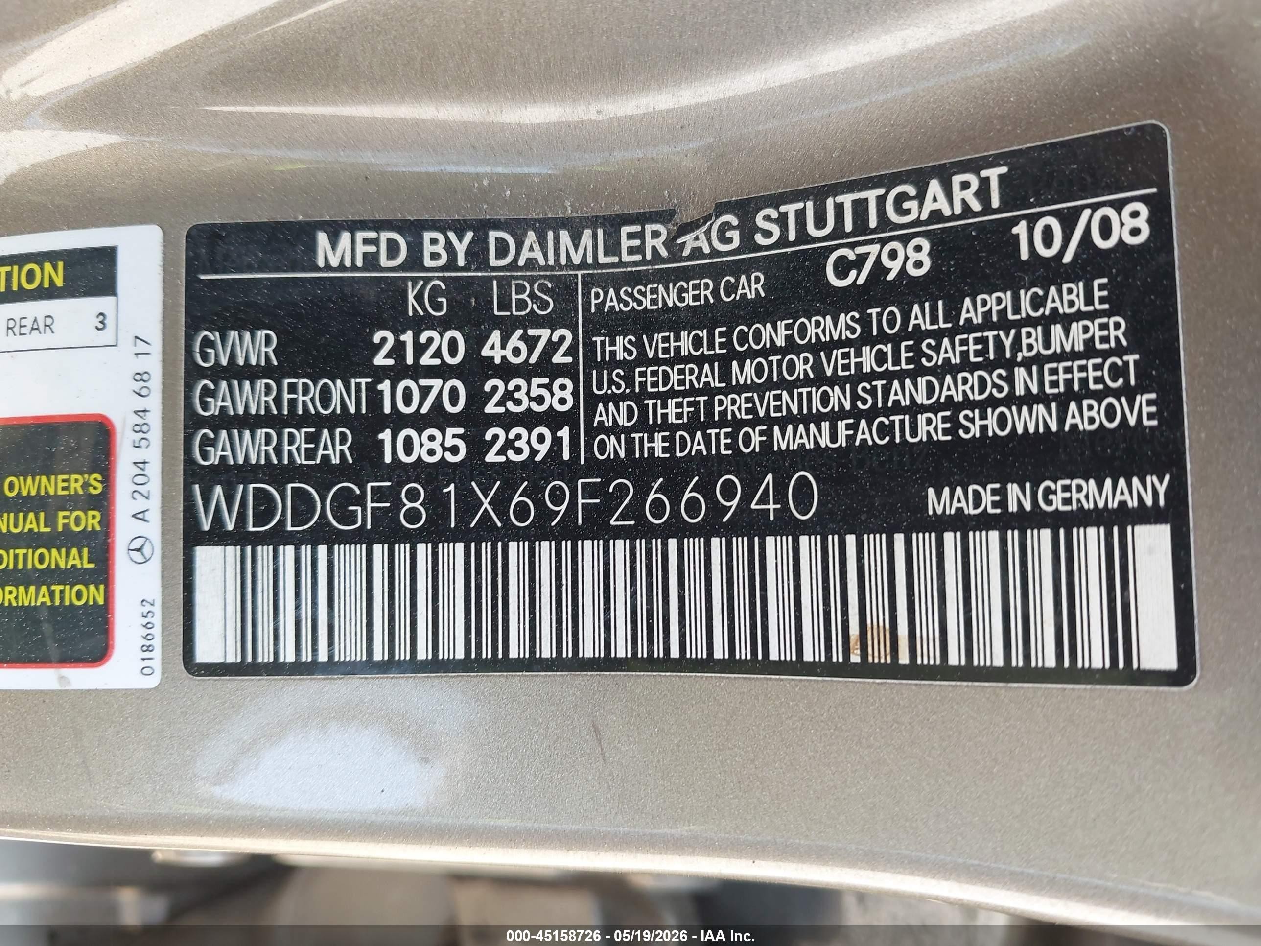 2009 Mercedes-benz C 300 Luxury 4matic/sport 4matic Желто-коричневый vin: WDDGF81X69F266940
