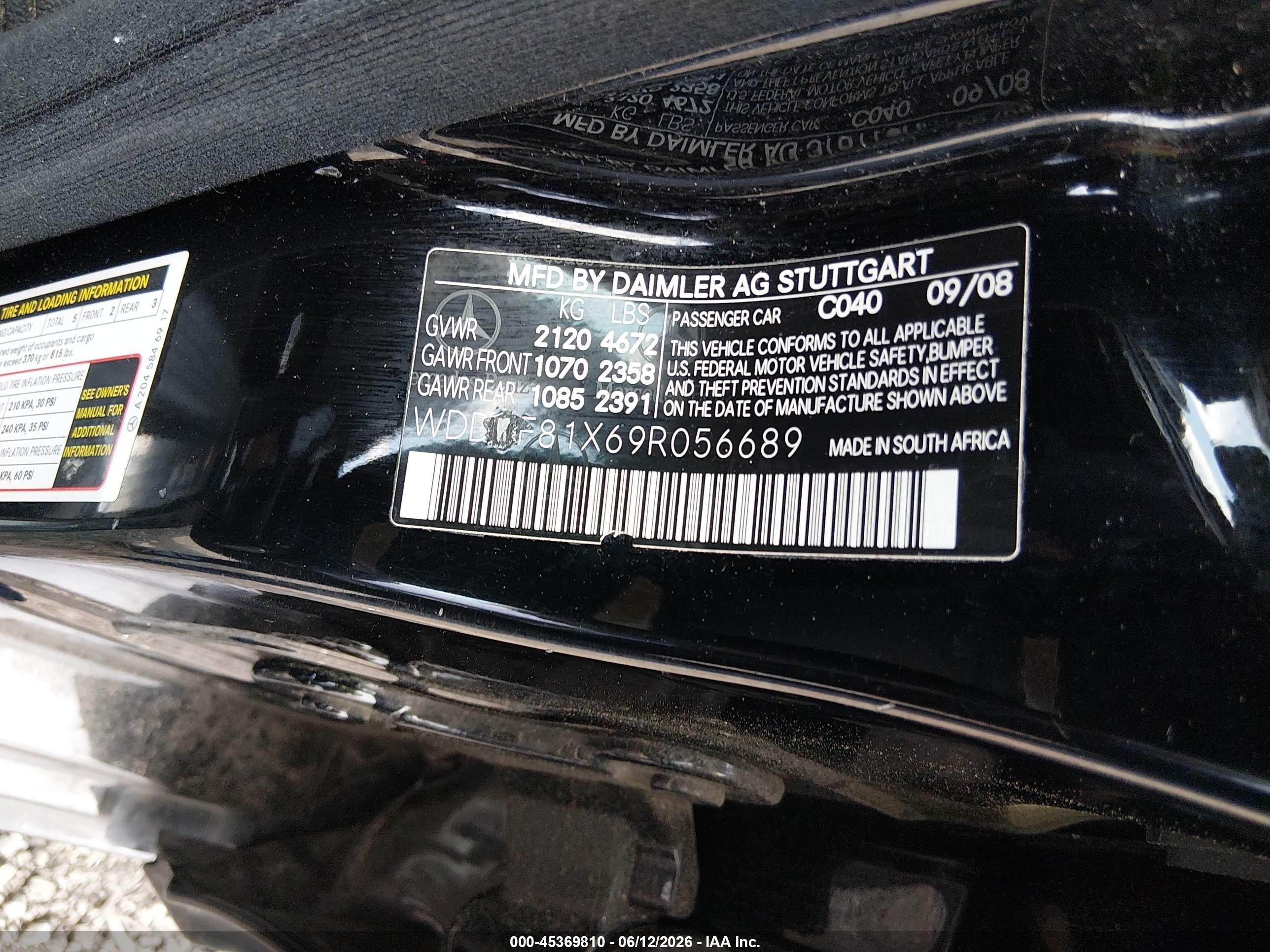 2009 Mercedes-benz C 300 Luxury 4matic/sport 4matic Black vin: WDDGF81X69R056689