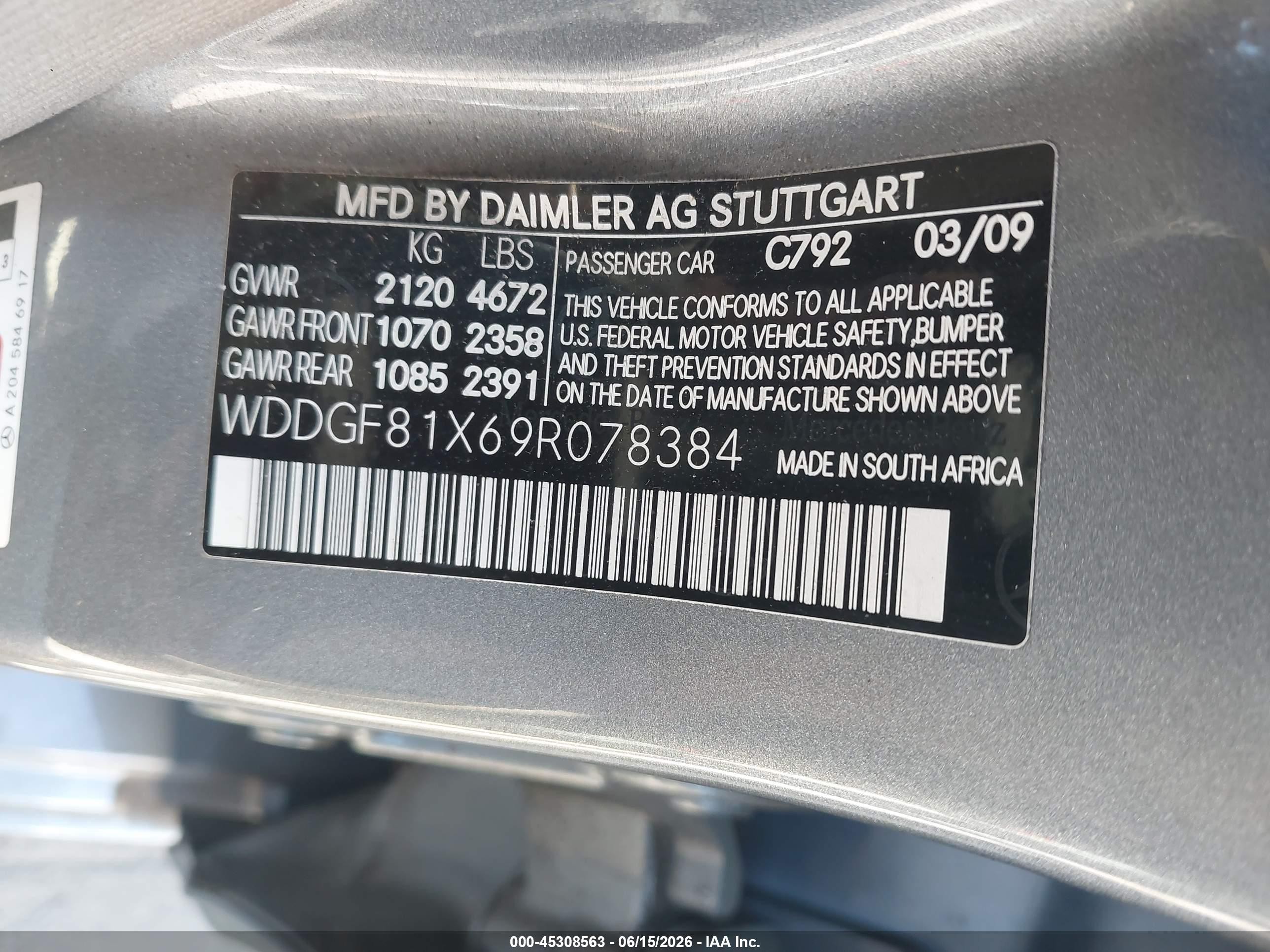 2009 Mercedes-benz C 300 Luxury 4matic/sport 4matic Gray vin: WDDGF81X69R078384