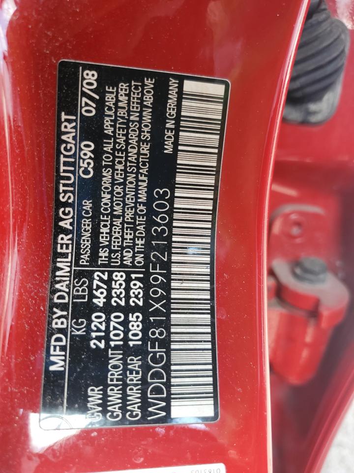 2009 Mercedes-benz C 300 4matic Red vin: WDDGF81X99F213603