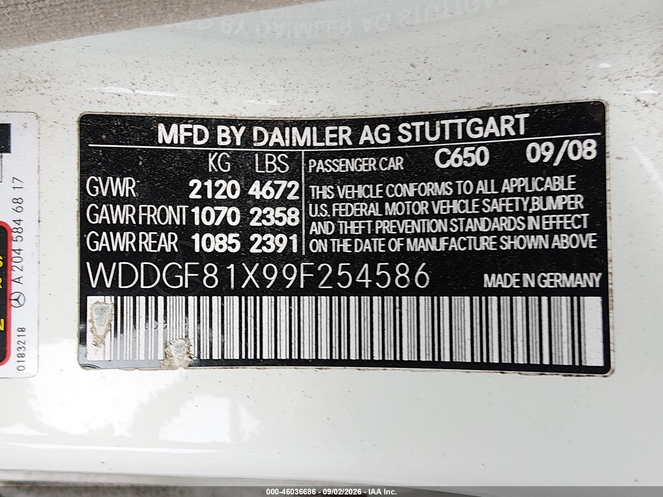 2009 Mercedes-benz C 300 Luxury 4matic White vin: WDDGF81X99F254586