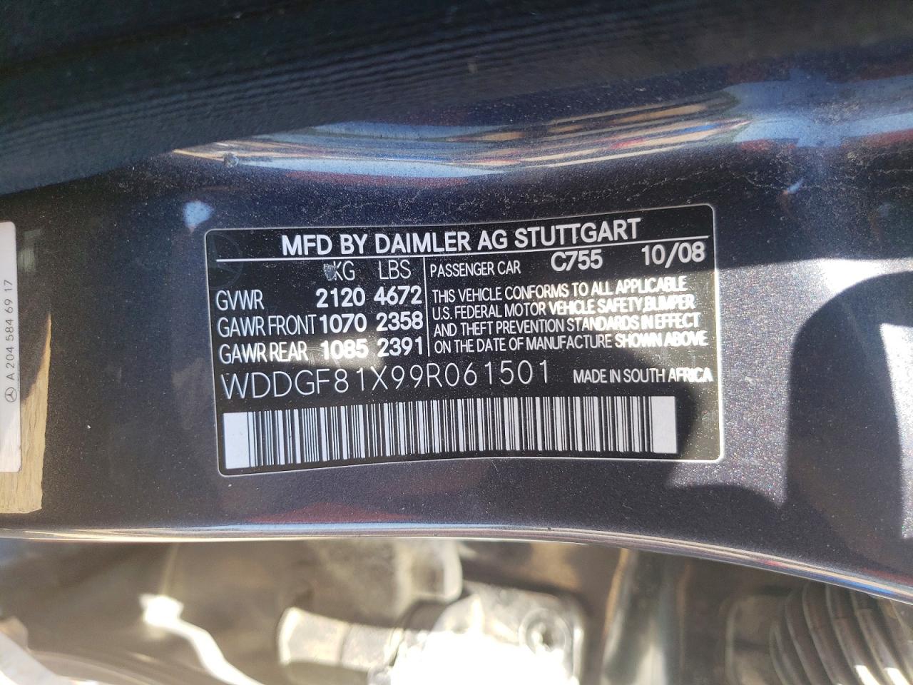 2009 Mercedes-benz C 300 4matic Black vin: WDDGF81X99R061501