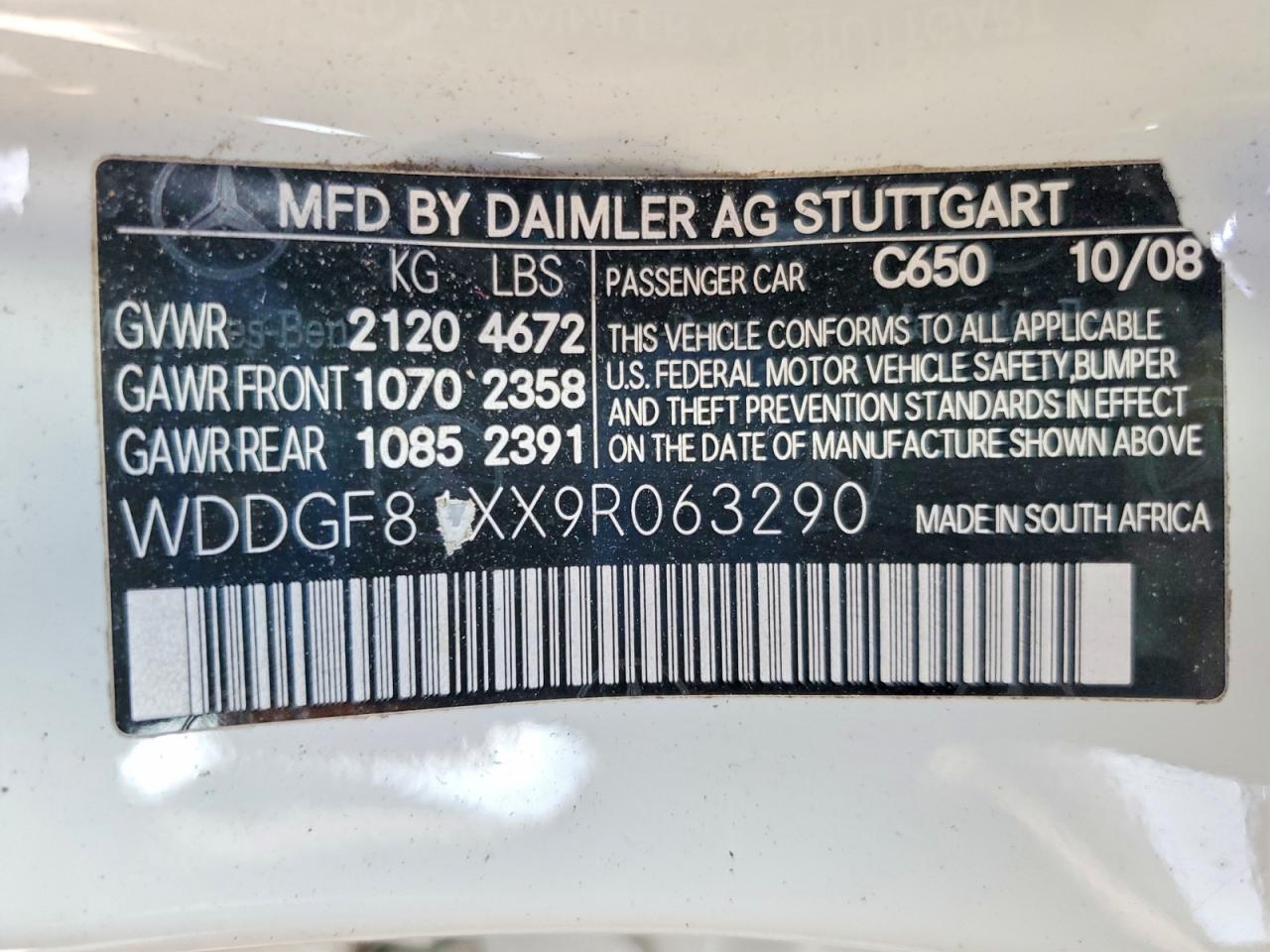 2009 Mercedes-benz C 300 4matic White vin: WDDGF81XX9R063290