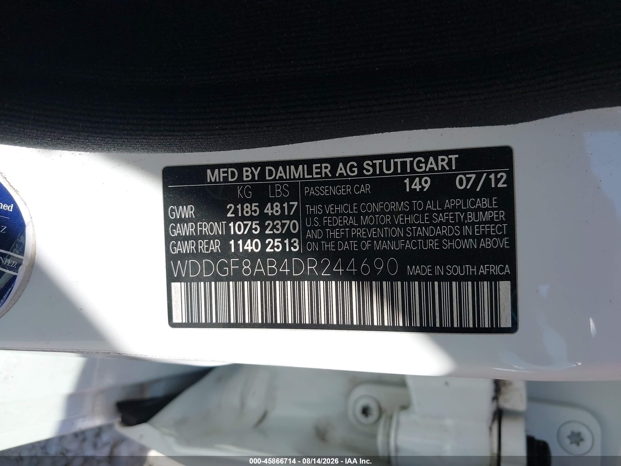 2013 Mercedes-benz C 300 Sport 4matic White vin: WDDGF8AB4DR244690