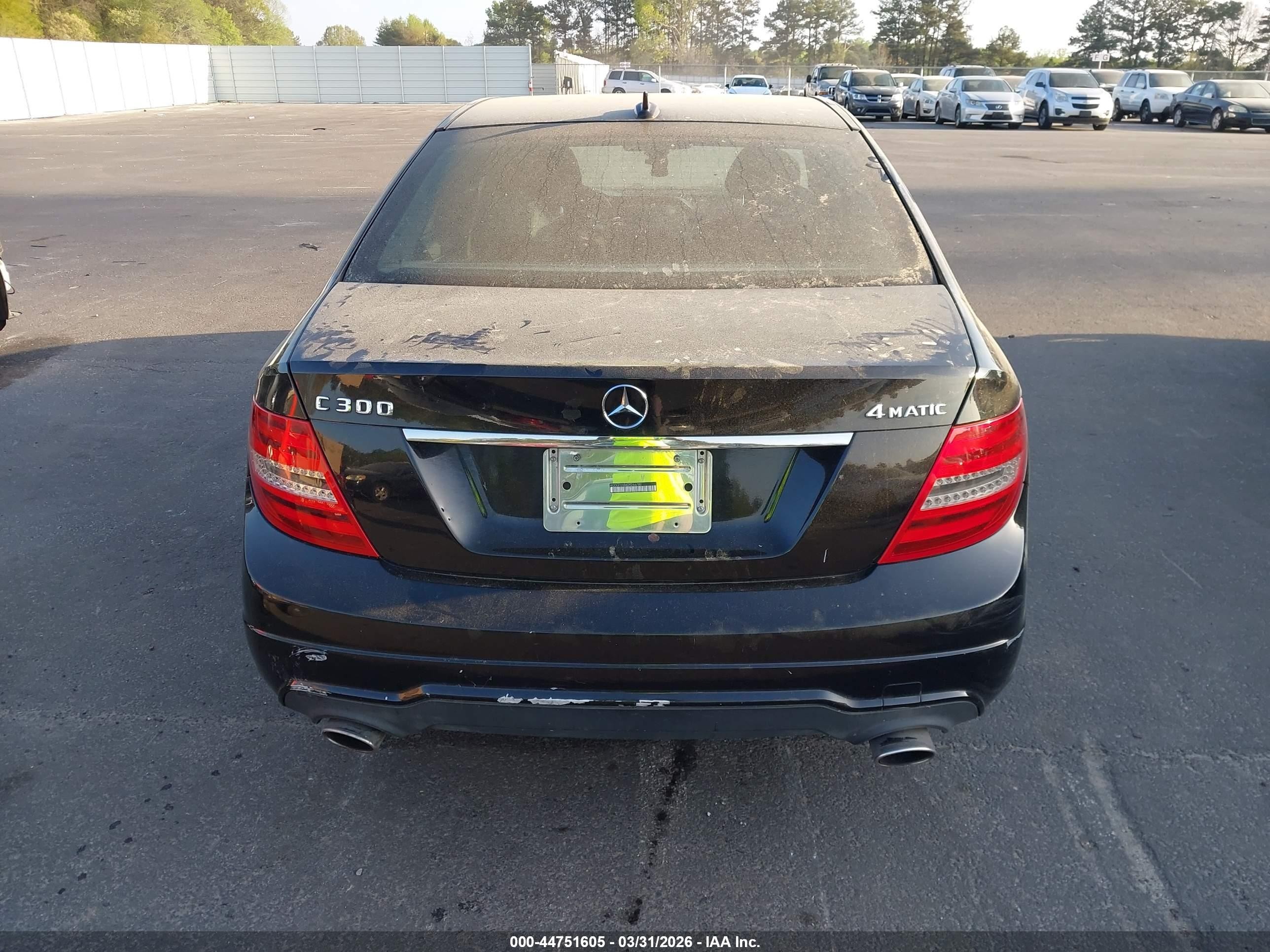 2013 Mercedes-benz C 300 Sport 4matic Black vin: WDDGF8AB4DR246780