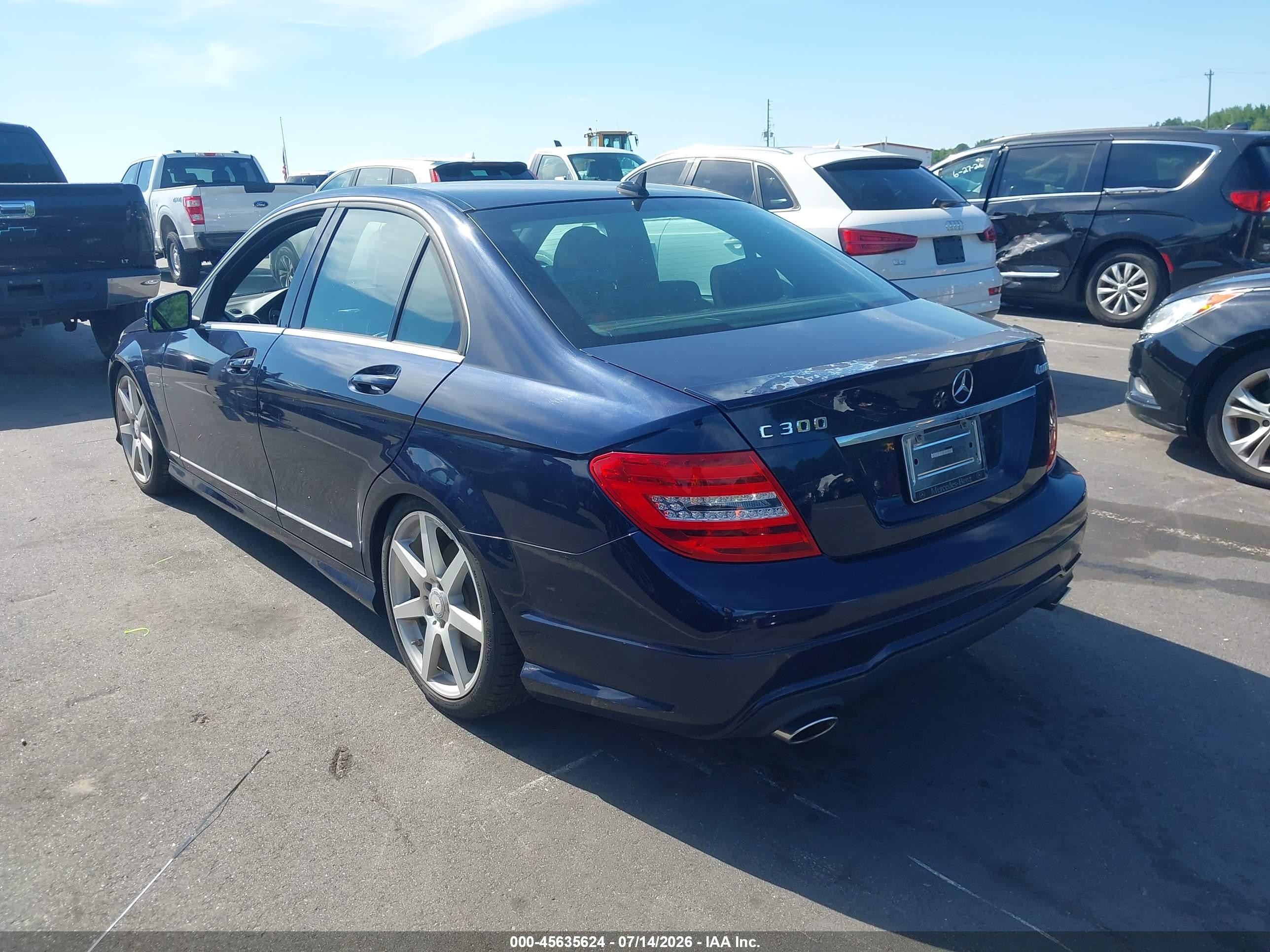 2014 Mercedes-benz C 300 Sport 4matic Dark Blue vin: WDDGF8AB4EA967651