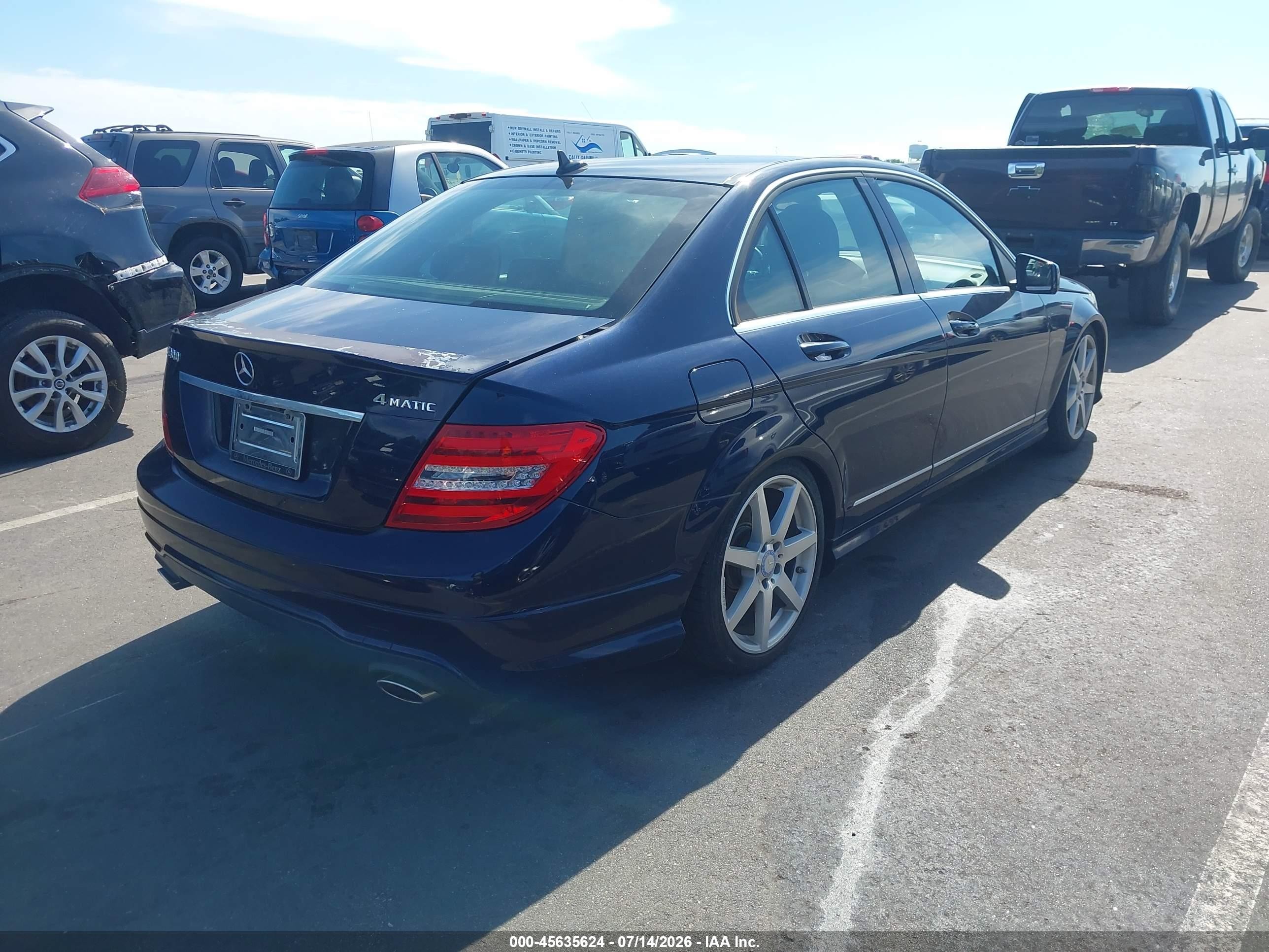 2014 Mercedes-benz C 300 Sport 4matic Dark Blue vin: WDDGF8AB4EA967651