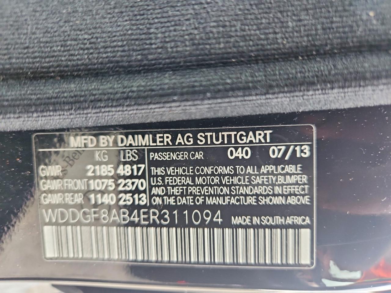 2014 Mercedes-benz C Class Black vin: WDDGF8AB4ER311094