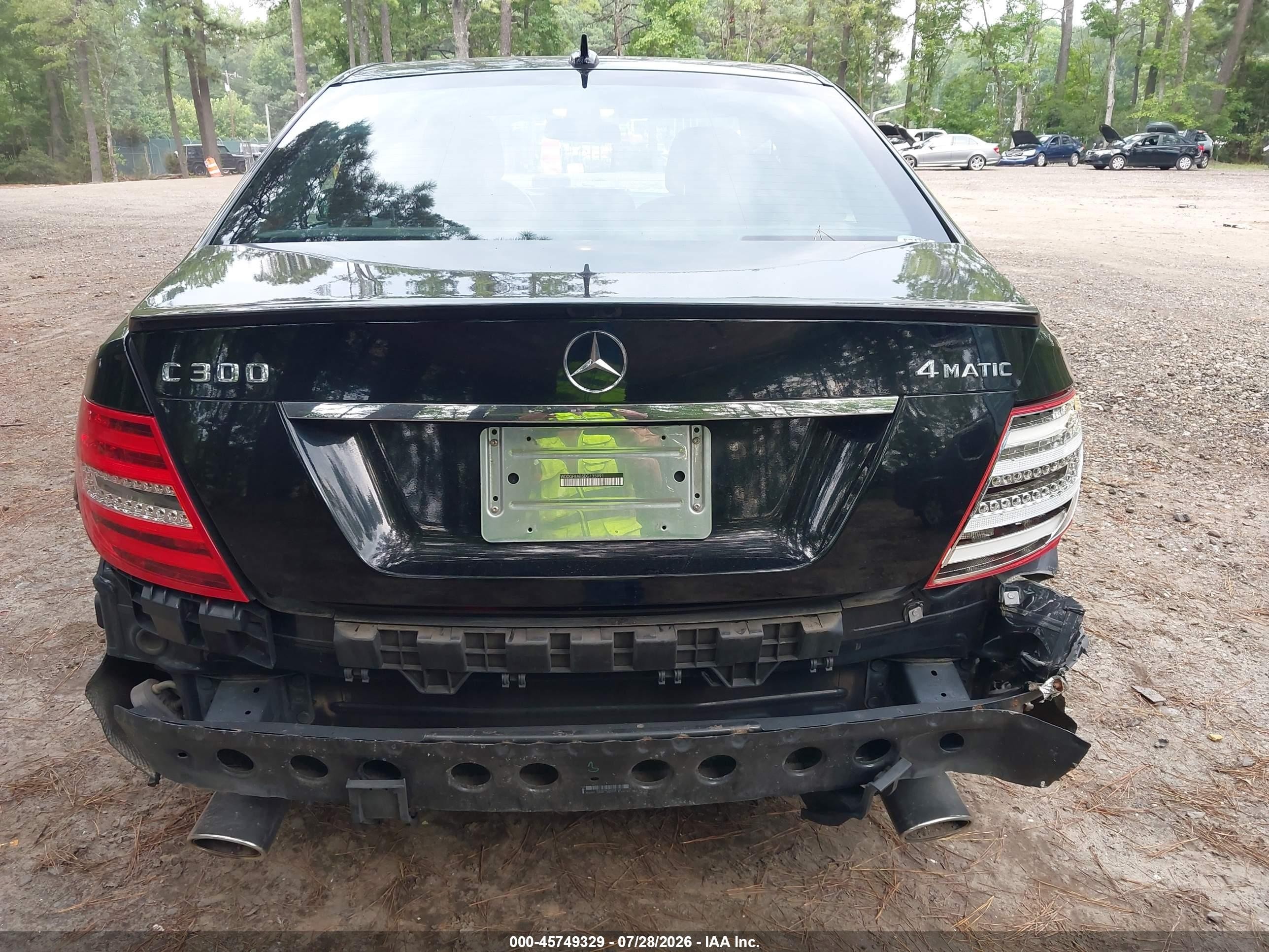 2013 Mercedes-benz C 300 Sport 4matic Black vin: WDDGF8AB5DG135991