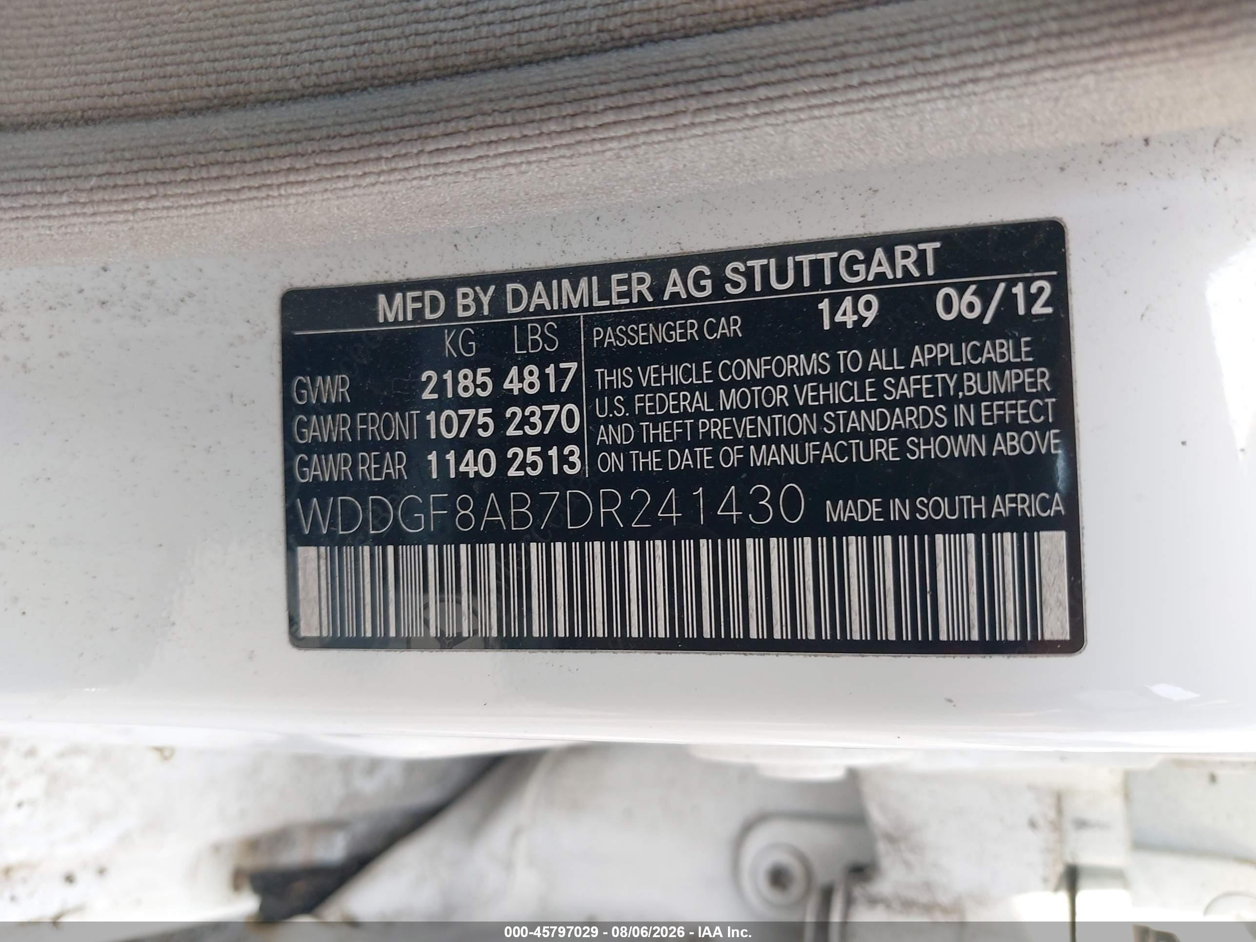 2013 Mercedes-benz C 300 Sport 4matic White vin: WDDGF8AB7DR241430