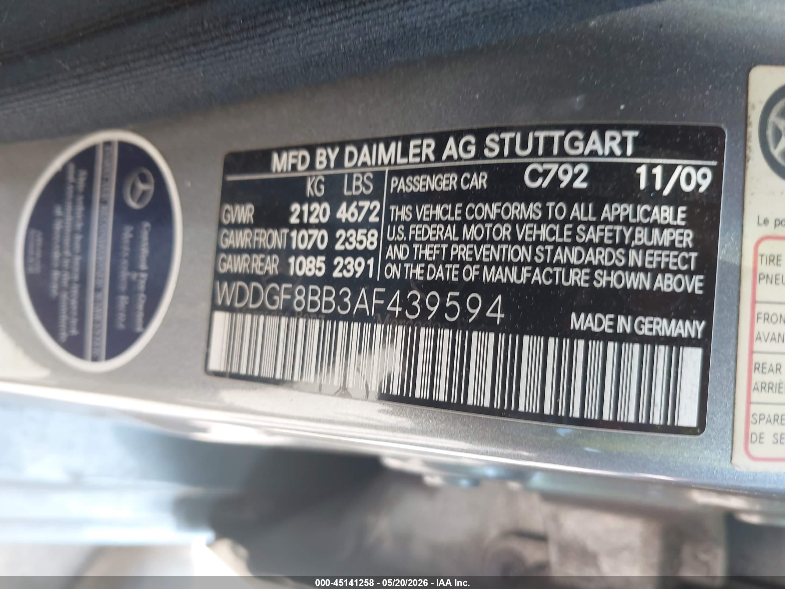 2010 Mercedes-benz C 300 Sport 4matic Серебряный vin: WDDGF8BB3AF439594