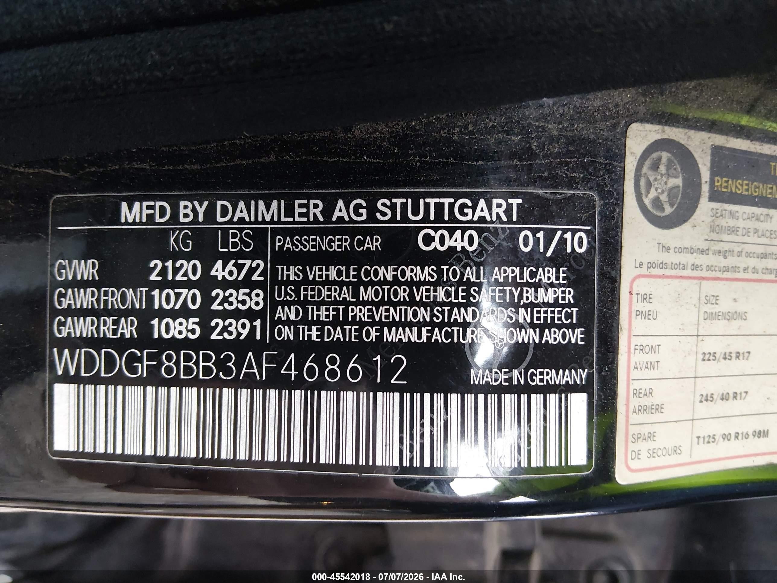2010 Mercedes-benz C 300 Luxury 4matic/sport 4matic Black vin: WDDGF8BB3AF468612