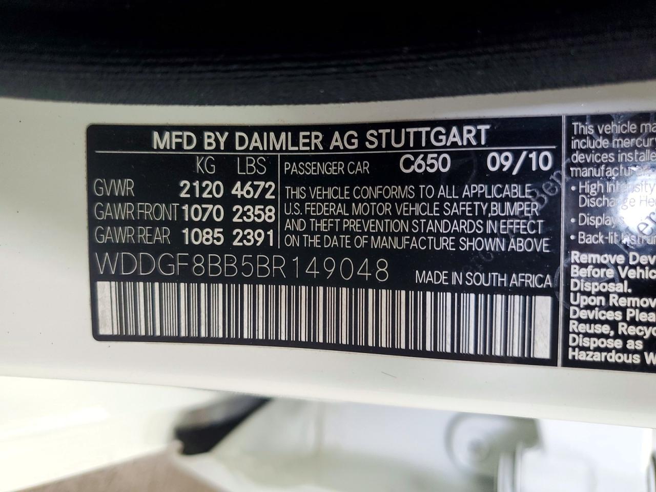 2011 Mercedes-benz C 300 4matic White vin: WDDGF8BB5BR149048