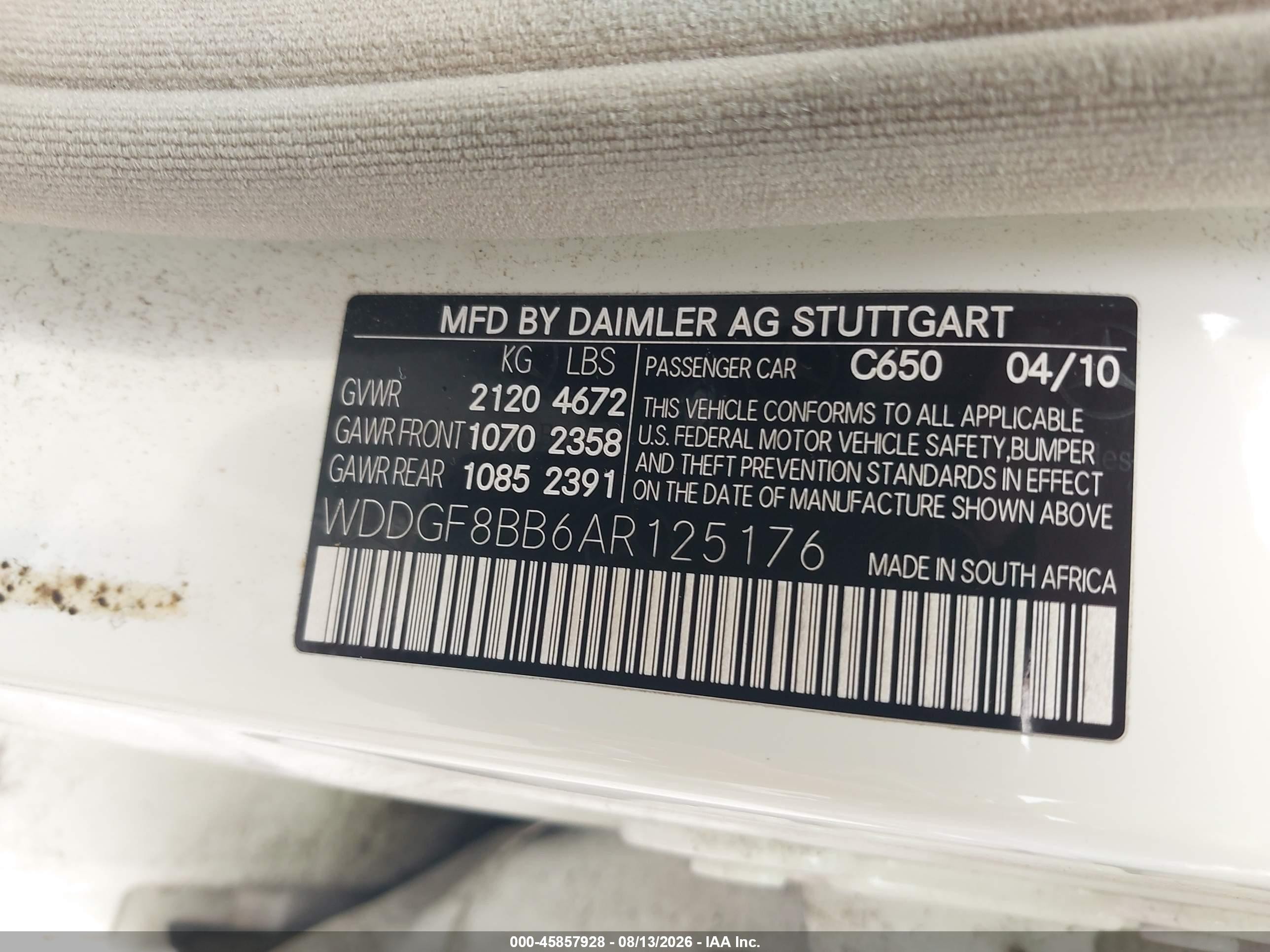2010 Mercedes-benz C 300 Sport 4matic White vin: WDDGF8BB6AR125176