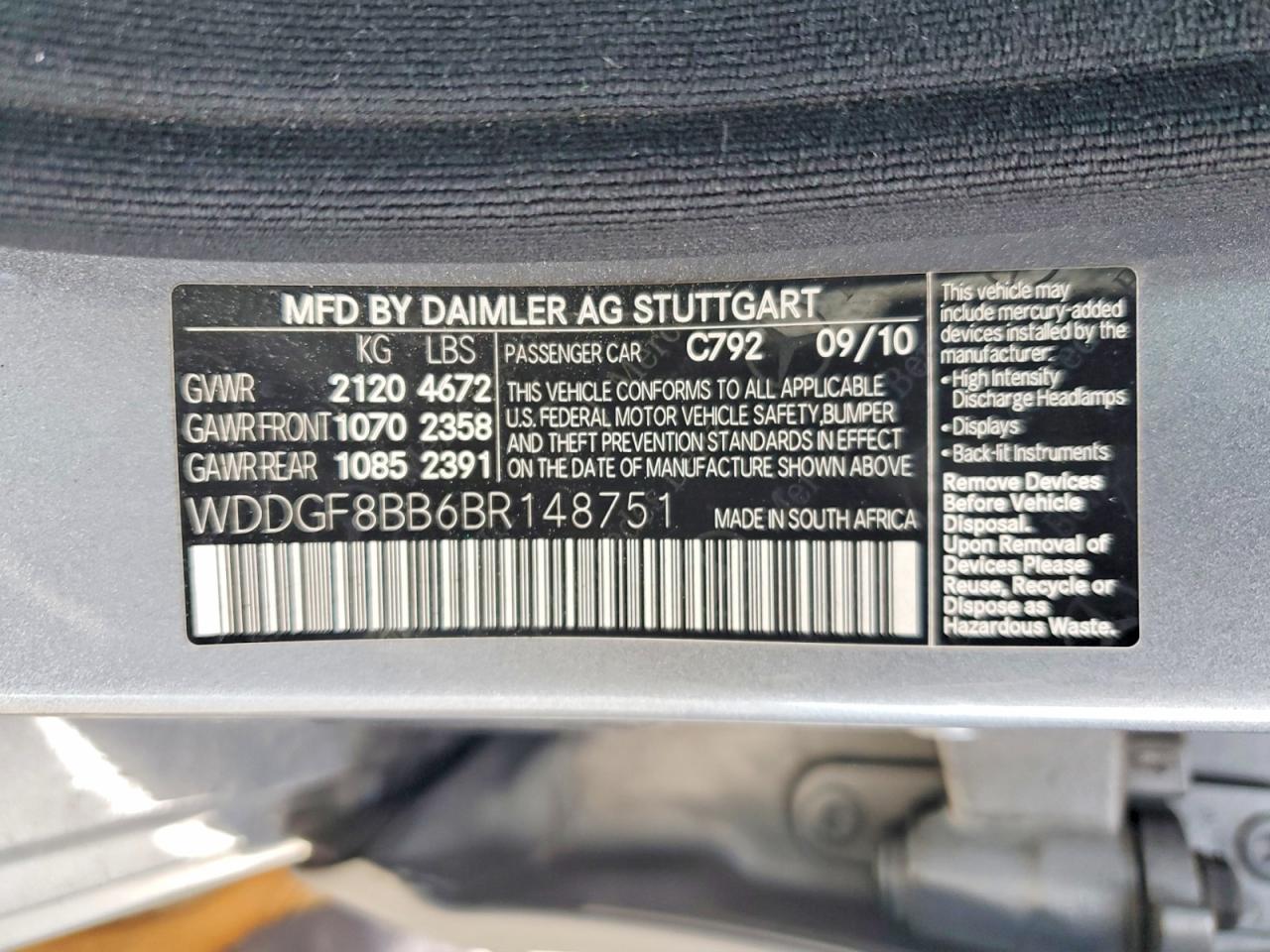 2011 Mercedes-benz C 300 4matic Silver vin: WDDGF8BB6BR148751