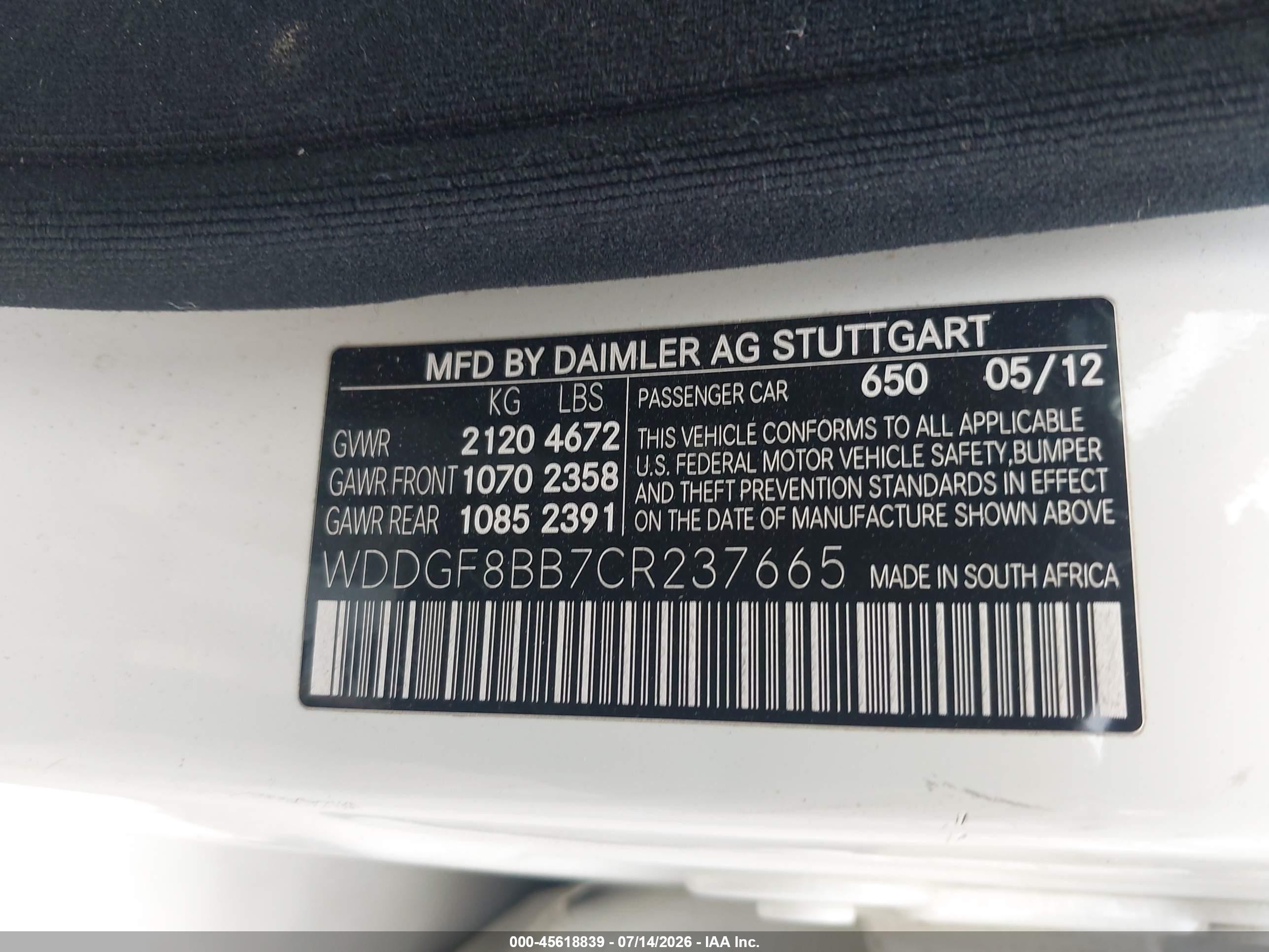2012 Mercedes-benz C 300 Sport 4matic White vin: WDDGF8BB7CR237665