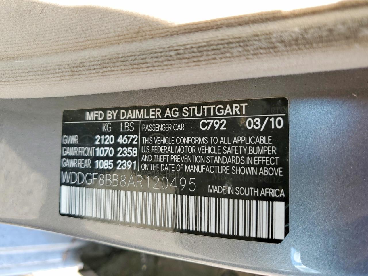 2010 Mercedes-benz C 300 4matic Silver vin: WDDGF8BB8AR120495