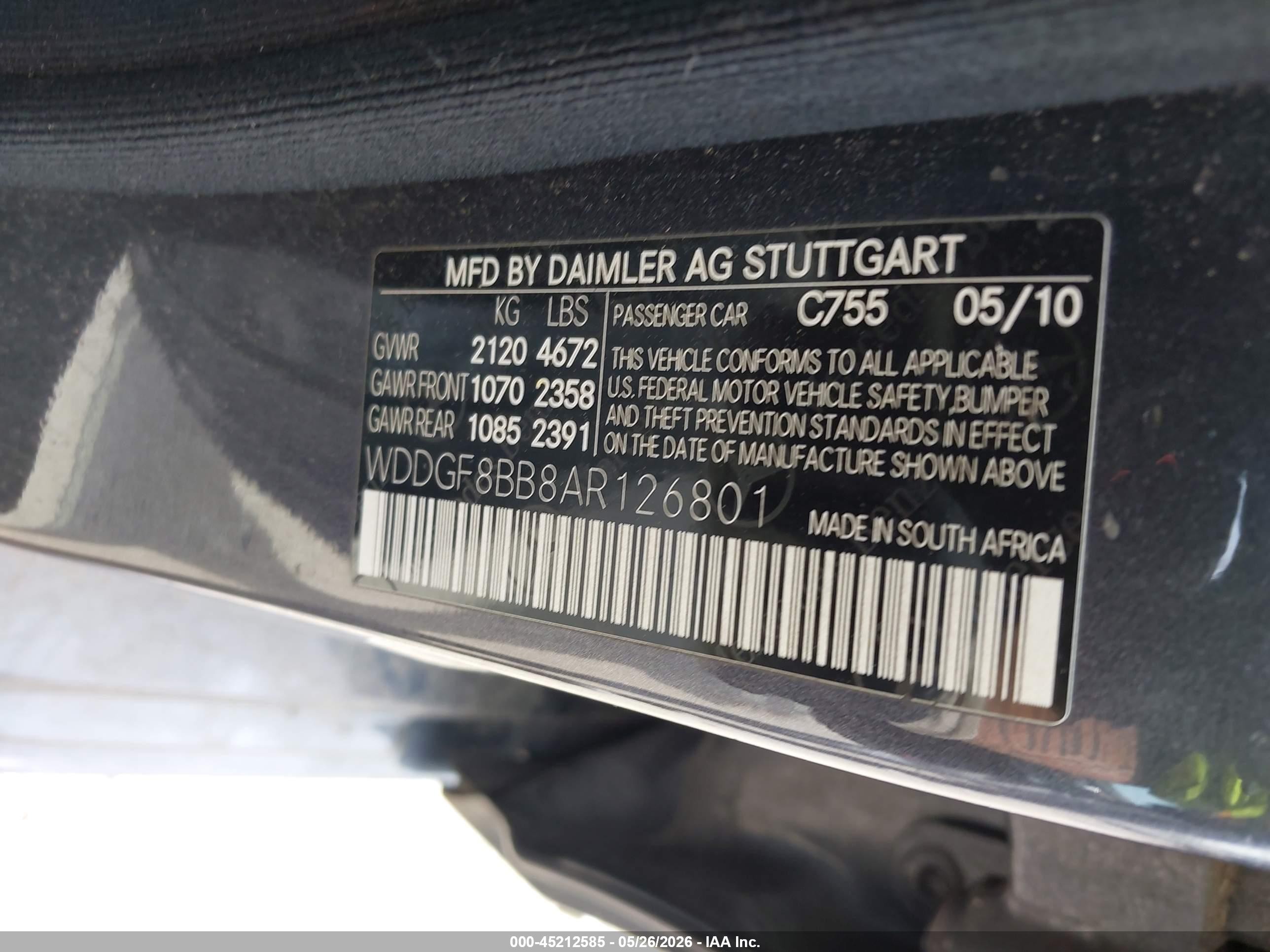 2010 Mercedes-benz C 300   Gray vin: WDDGF8BB8AR126801