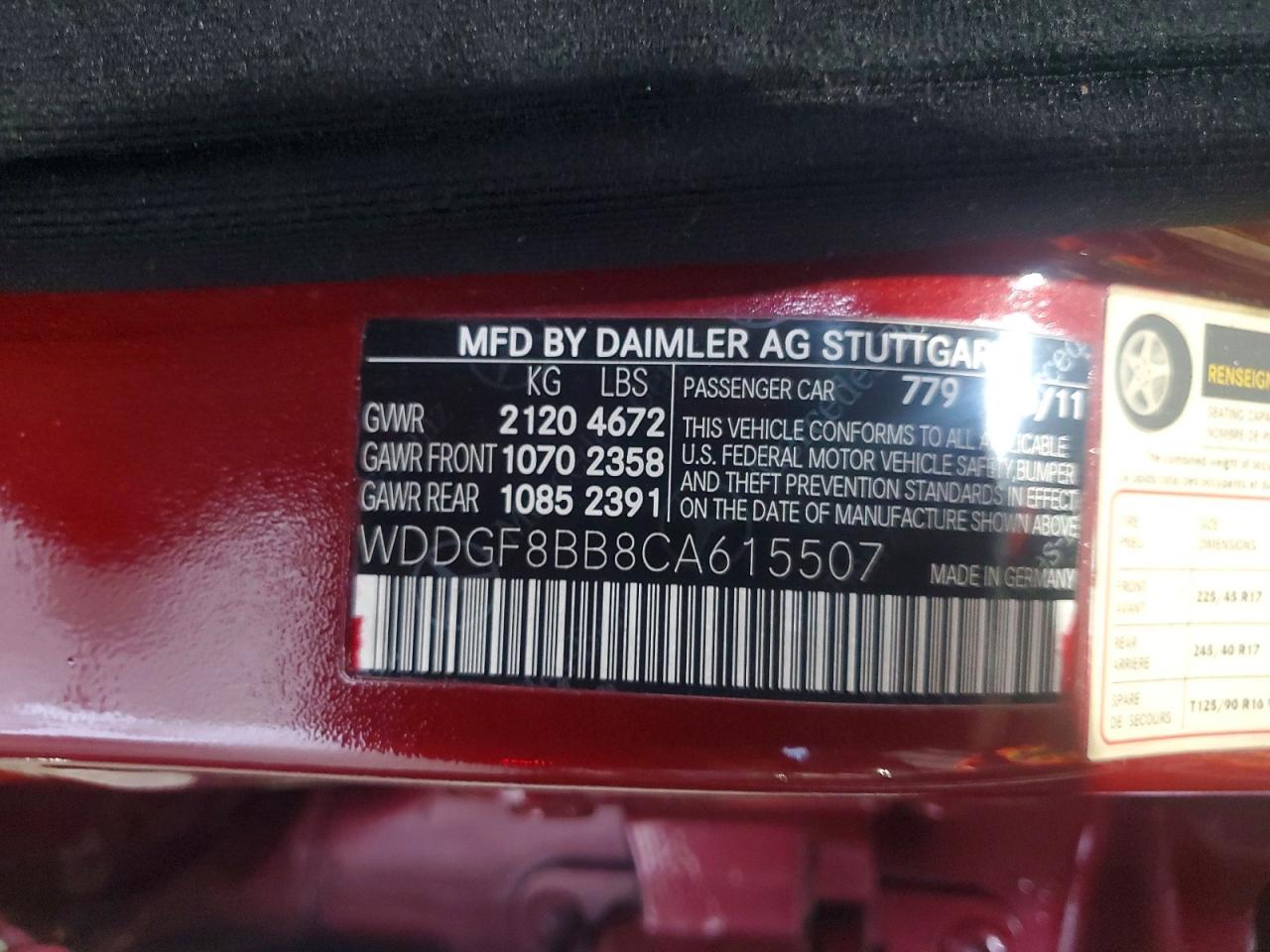 2012 Mercedes-benz C 300 4matic Бордовый vin: WDDGF8BB8CA615507