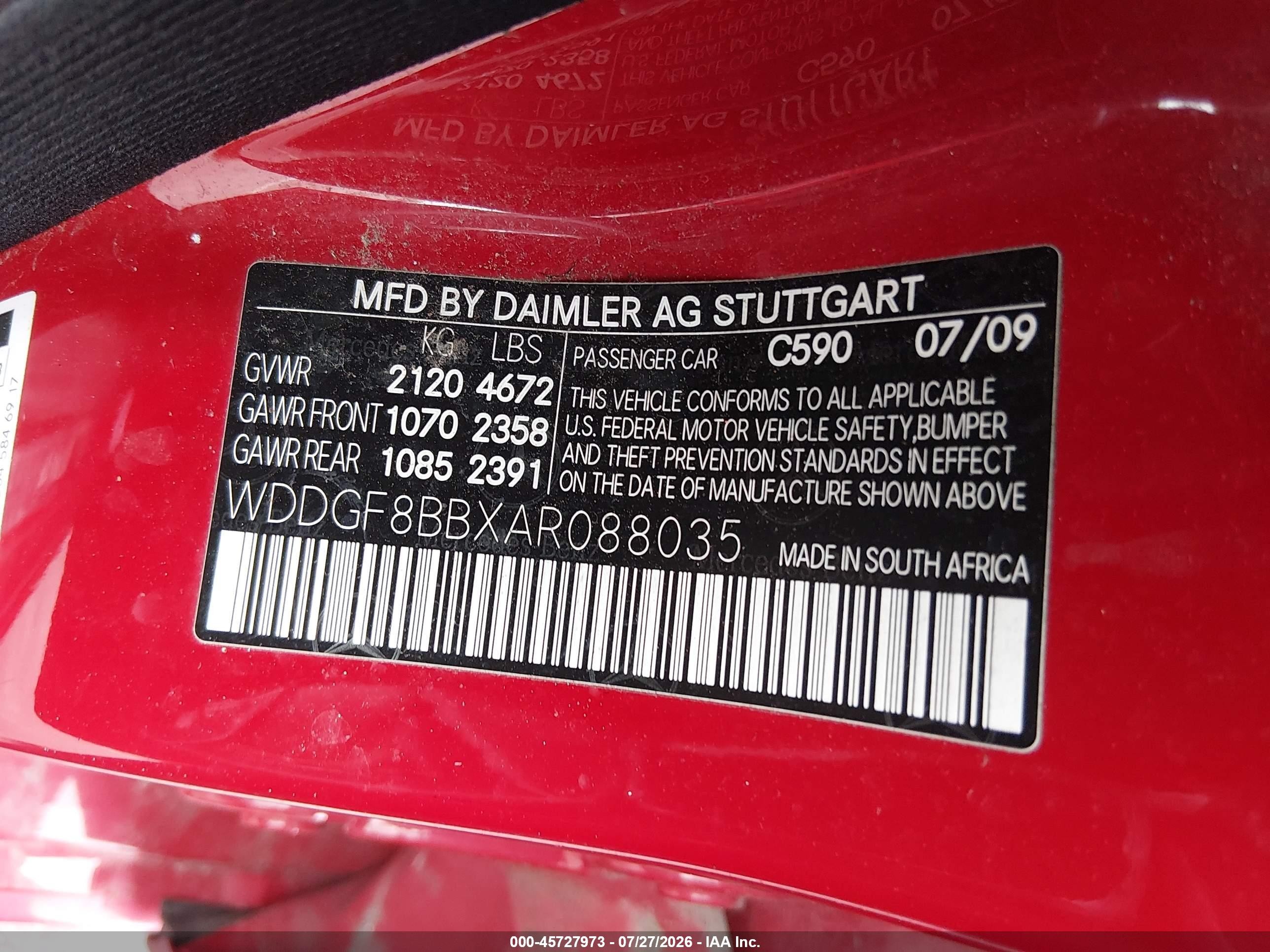 2010 Mercedes-benz C 300 Luxury 4matic/sport 4matic Red vin: WDDGF8BBXAR088035