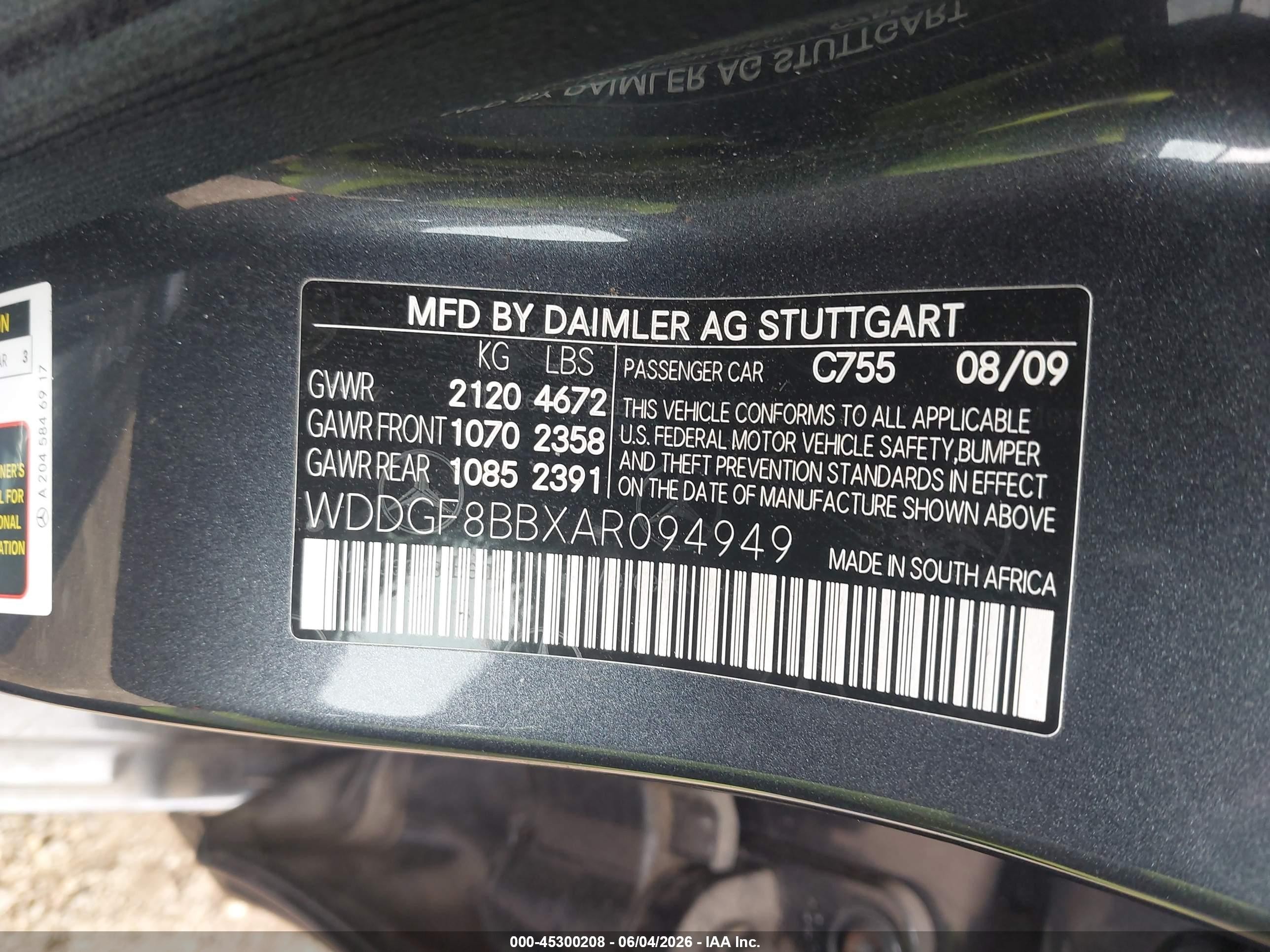 2010 Mercedes-benz C 300 Sport 4matic Gray vin: WDDGF8BBXAR094949