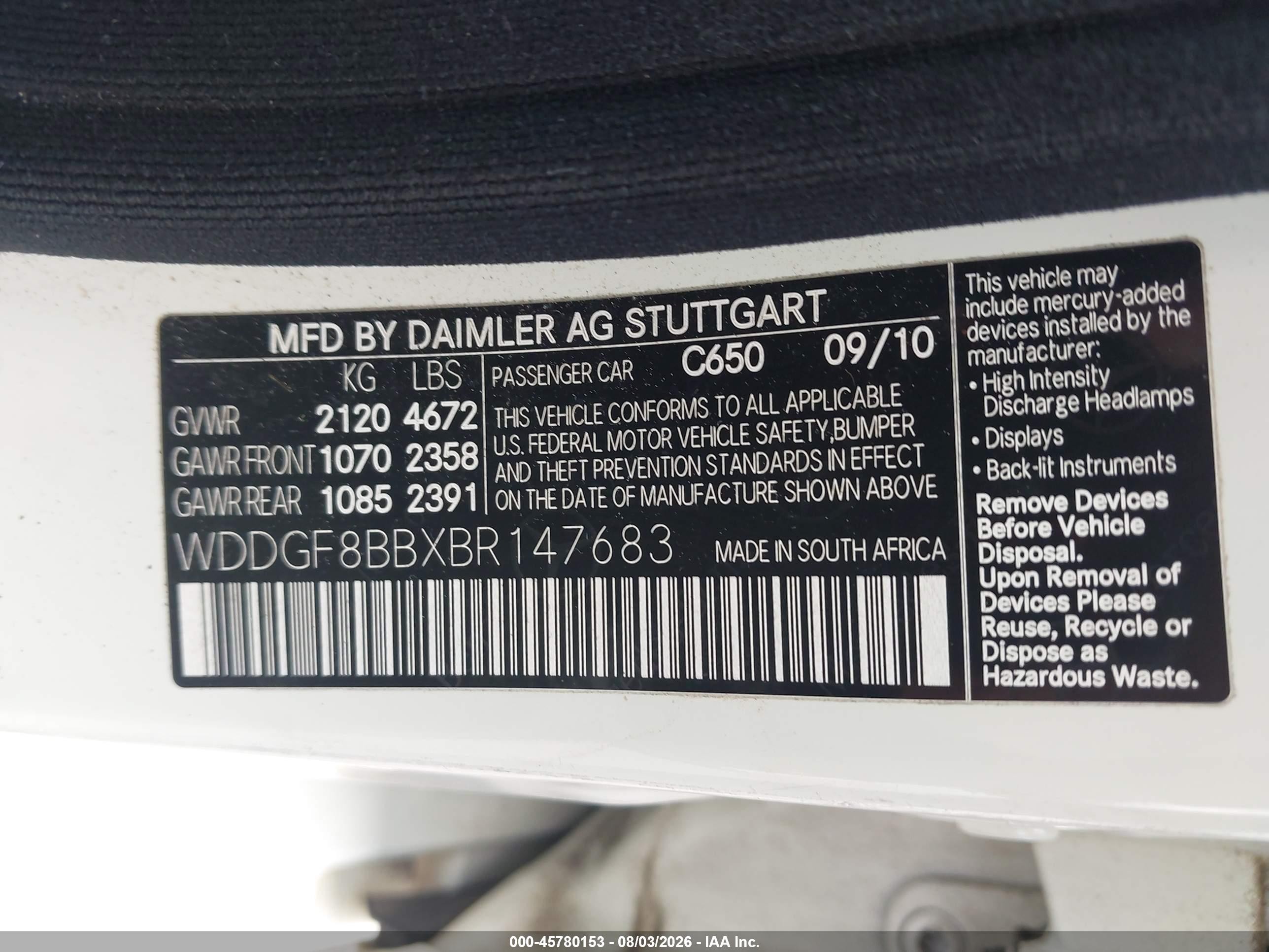 2011 Mercedes-benz C 300 Sport 4matic White vin: WDDGF8BBXBR147683
